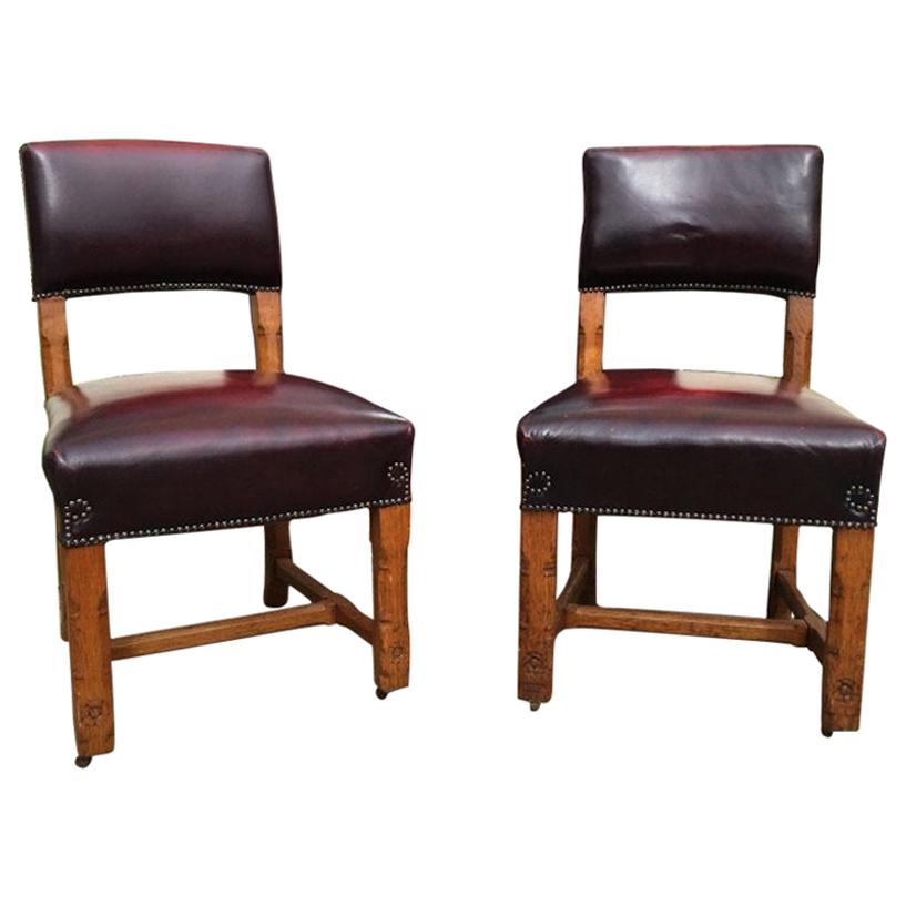 AWN Pugin Pair of Gothic Revival Oak Dining Chairs for the Palace of Westminster
