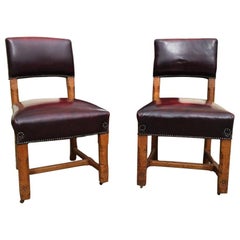 Antique AWN Pugin Pair of Gothic Revival Oak Dining Chairs for the Palace of Westminster