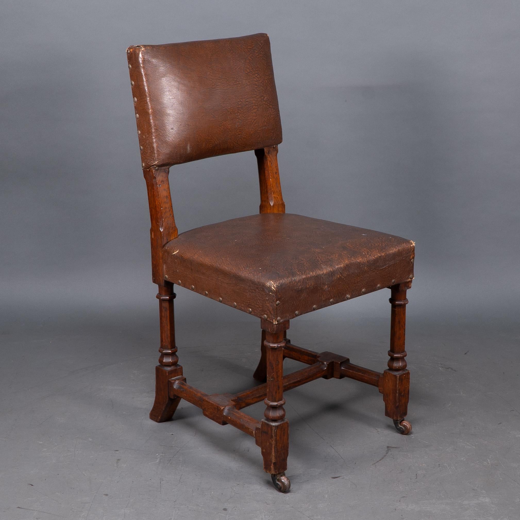 AWN Pugin, Six Gothic Revival Oak Dining Chairs Probably for the House of Lords For Sale 3