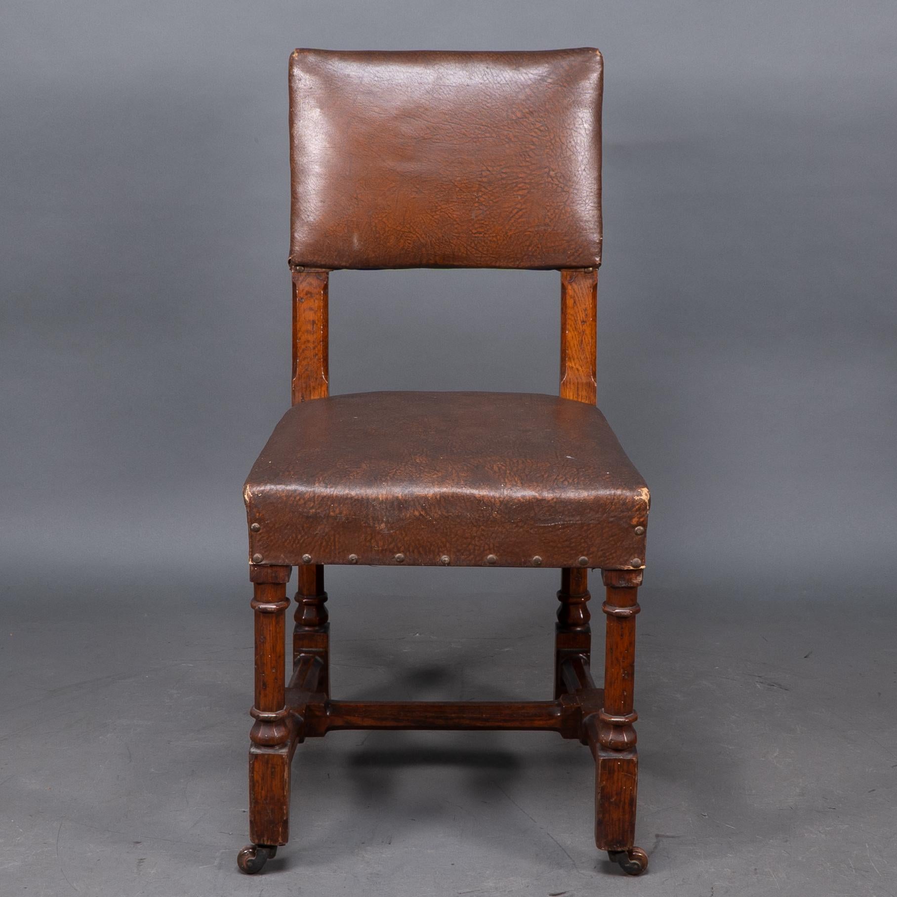 AWN Pugin, Six Gothic Revival Oak Dining Chairs Probably for the House of Lords For Sale 4