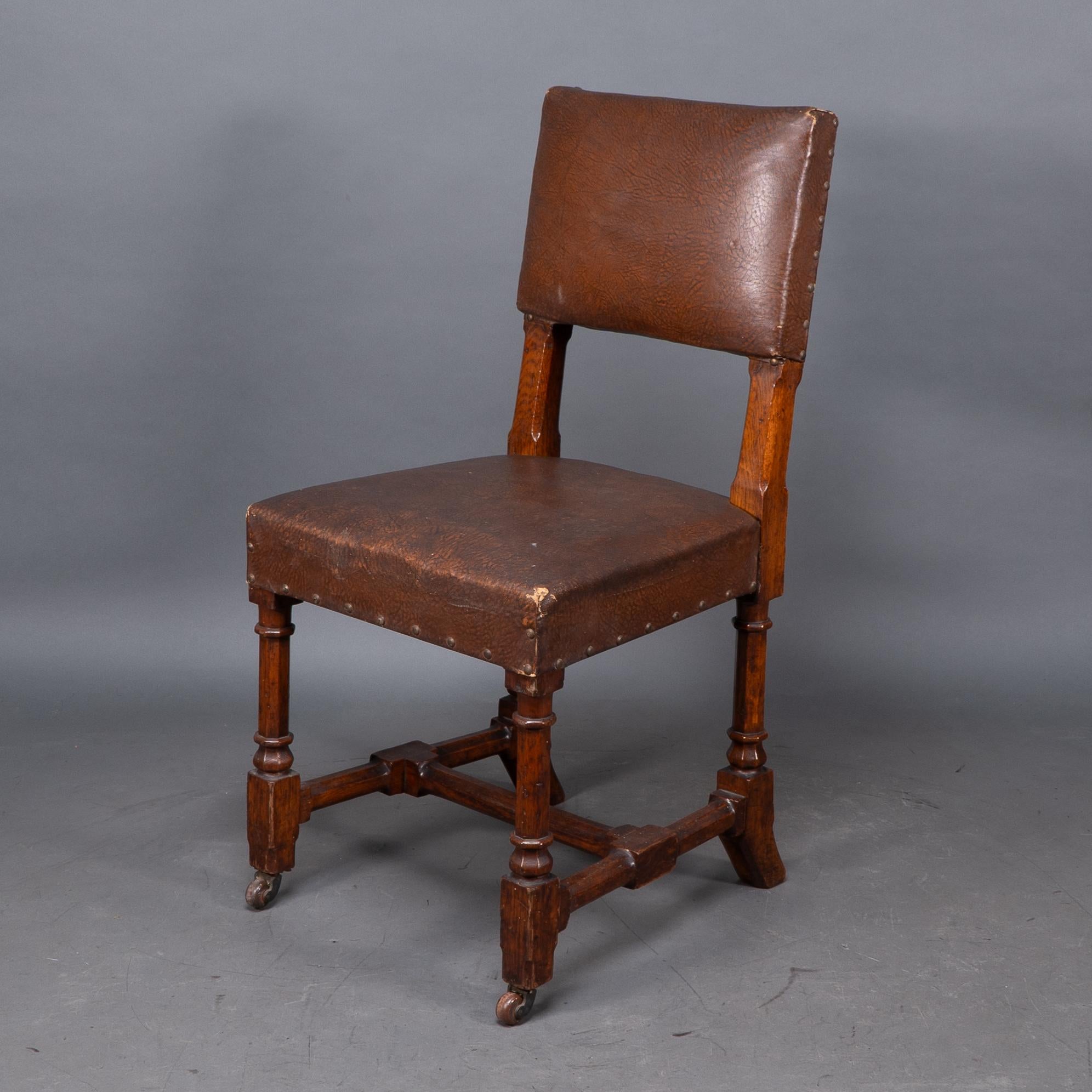 AWN Pugin, Six Gothic Revival Oak Dining Chairs Probably for the House of Lords For Sale 5