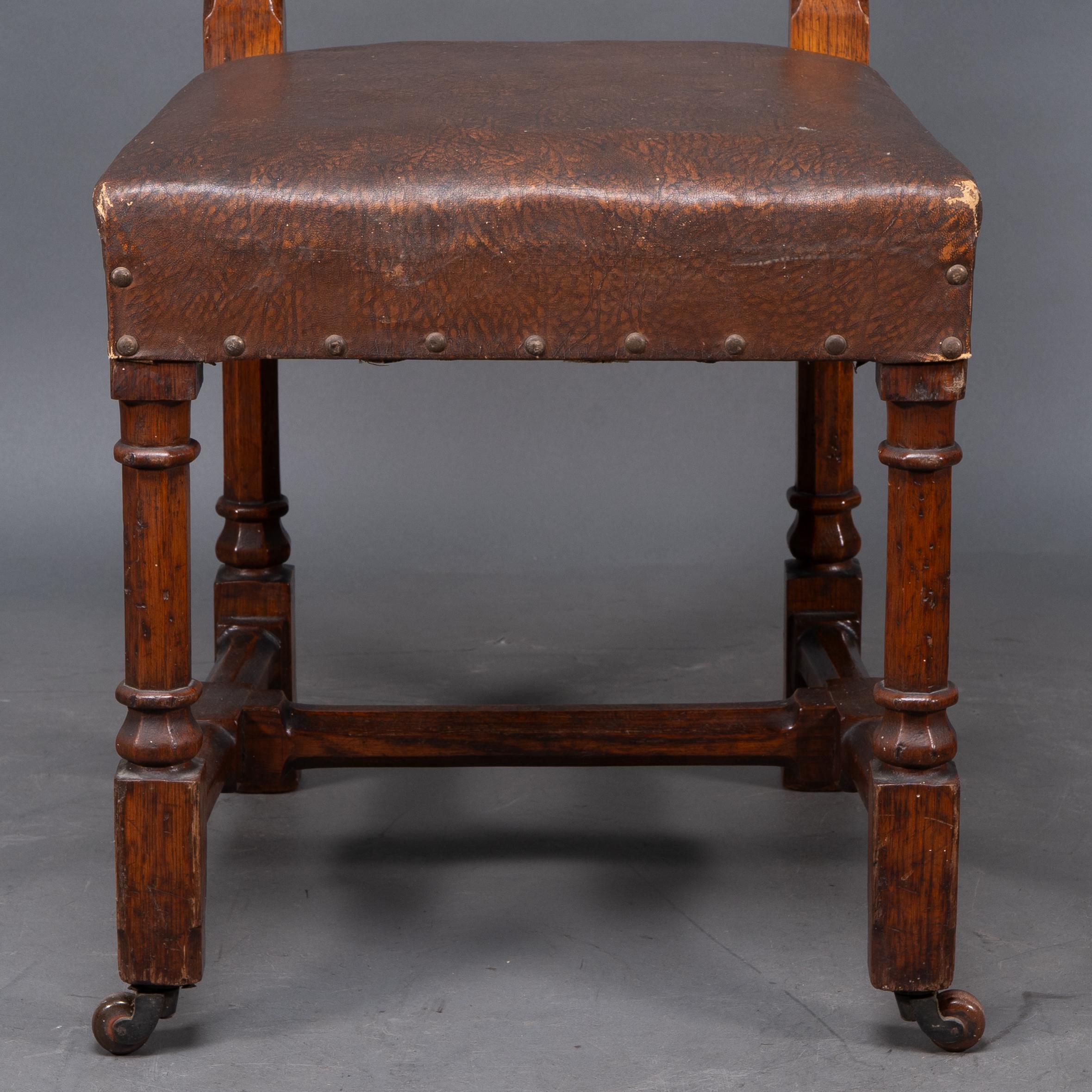 AWN Pugin, Six Gothic Revival Oak Dining Chairs Probably for the House of Lords For Sale 11
