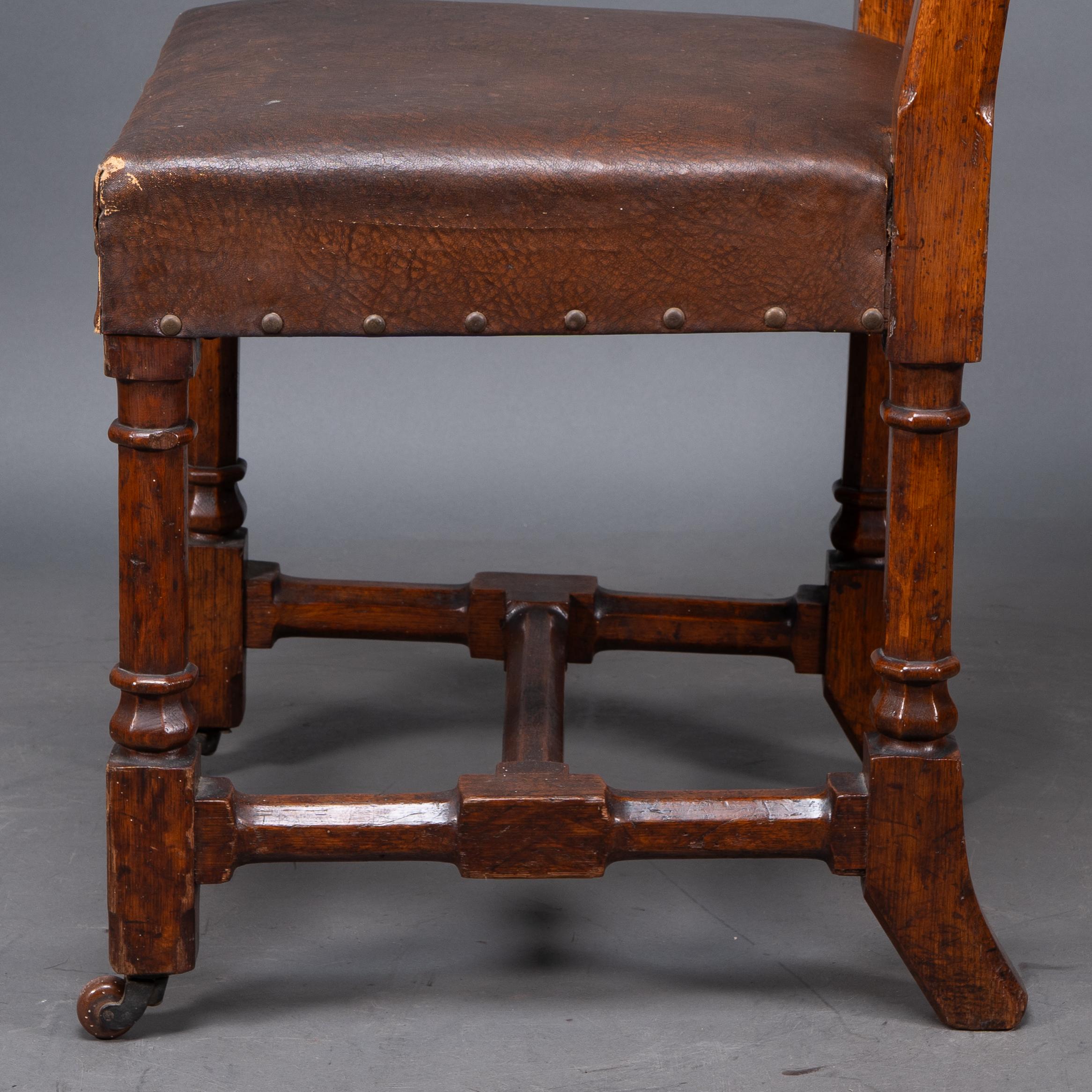 AWN Pugin, Six Gothic Revival Oak Dining Chairs Probably for the House of Lords For Sale 12