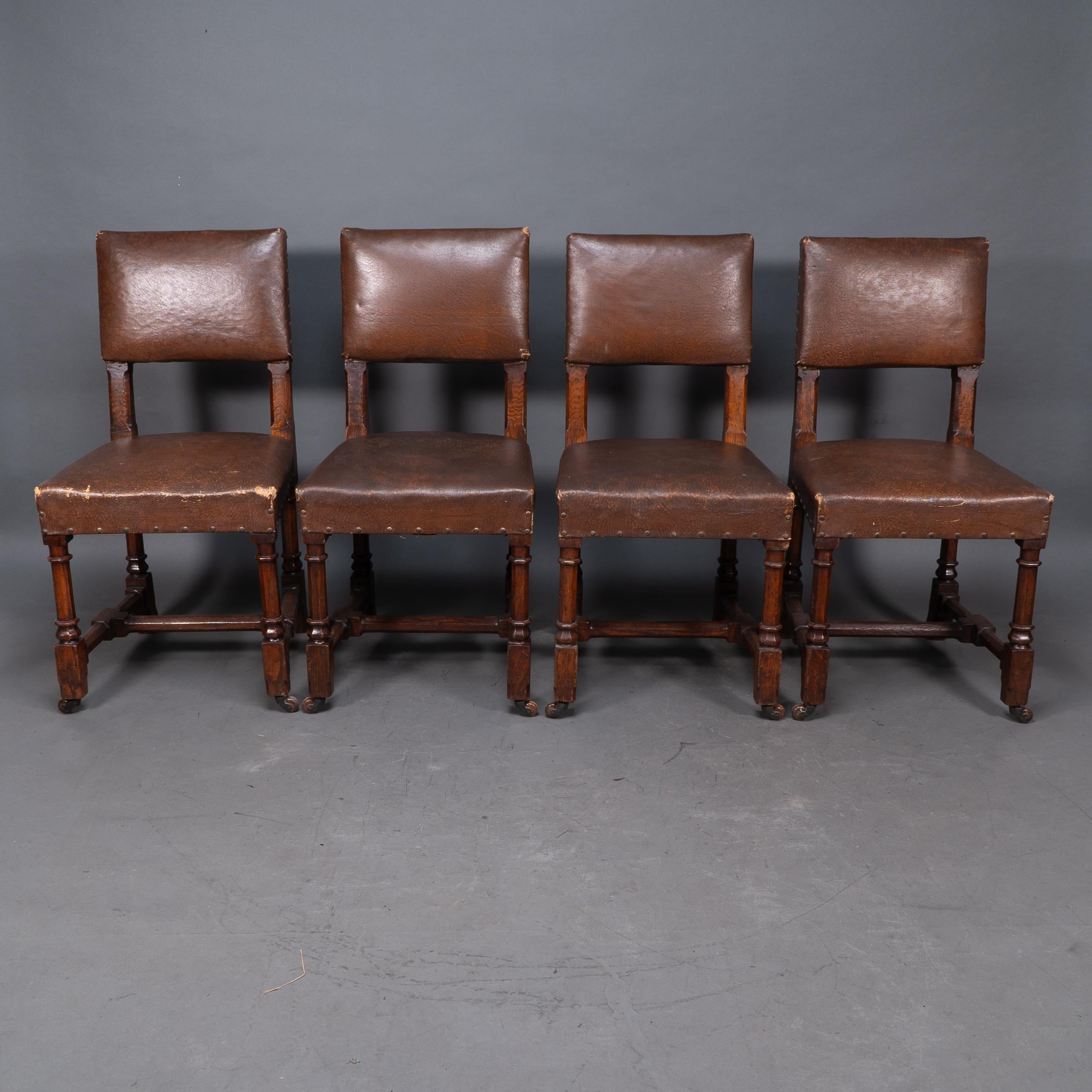 English AWN Pugin, Six Gothic Revival Oak Dining Chairs Probably for the House of Lords For Sale