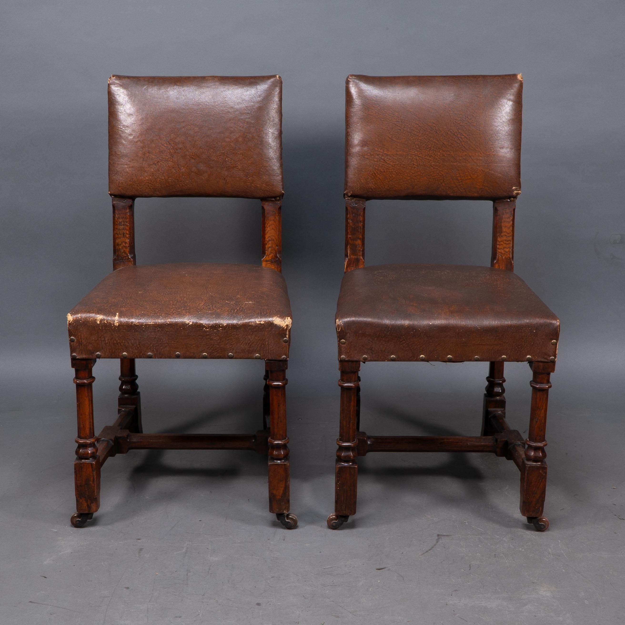 English AWN Pugin, Six Gothic Revival Oak Dining Chairs Probably for the House of Lords For Sale