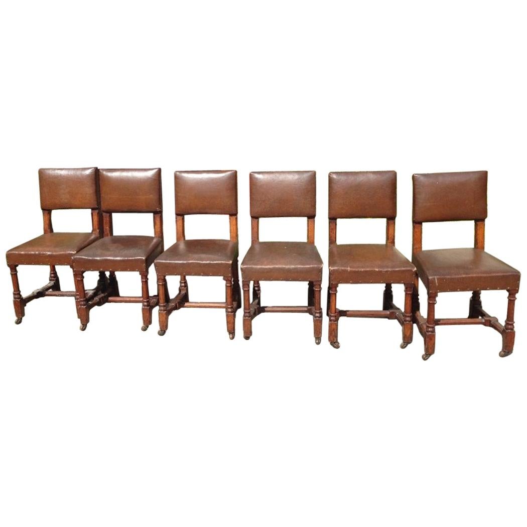 AWN Pugin, Six Gothic Revival Oak Dining Chairs Probably for the House of Lords