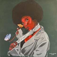 Su corazón destrozado - Siglo XXI, Contemporáneo, Retrato figurativo, Floral
