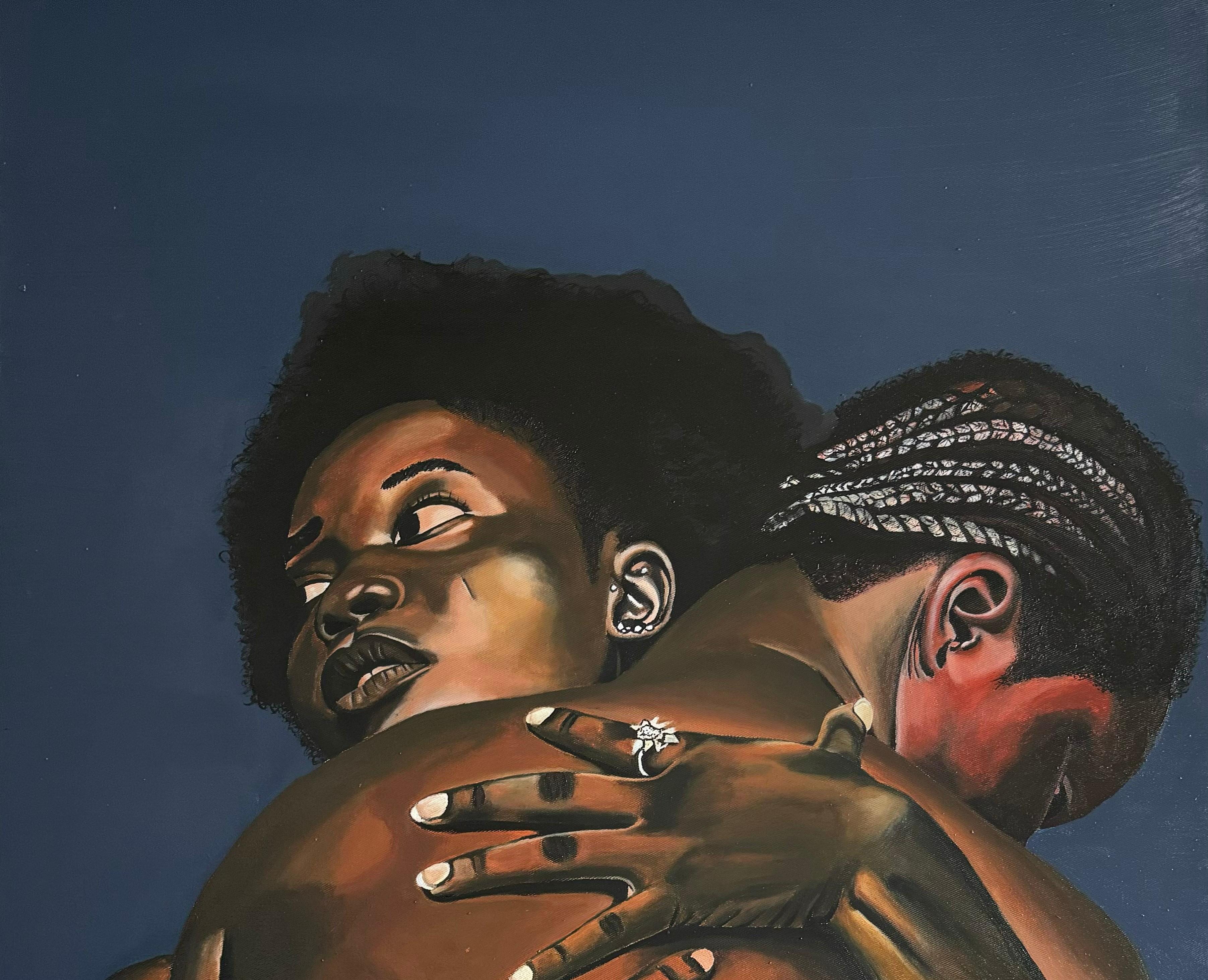 Tu insostituibile - 21° secolo, Contemporaneo, Ritratto figurativo, Donne, Amore - Painting di Awofadeju Solomon