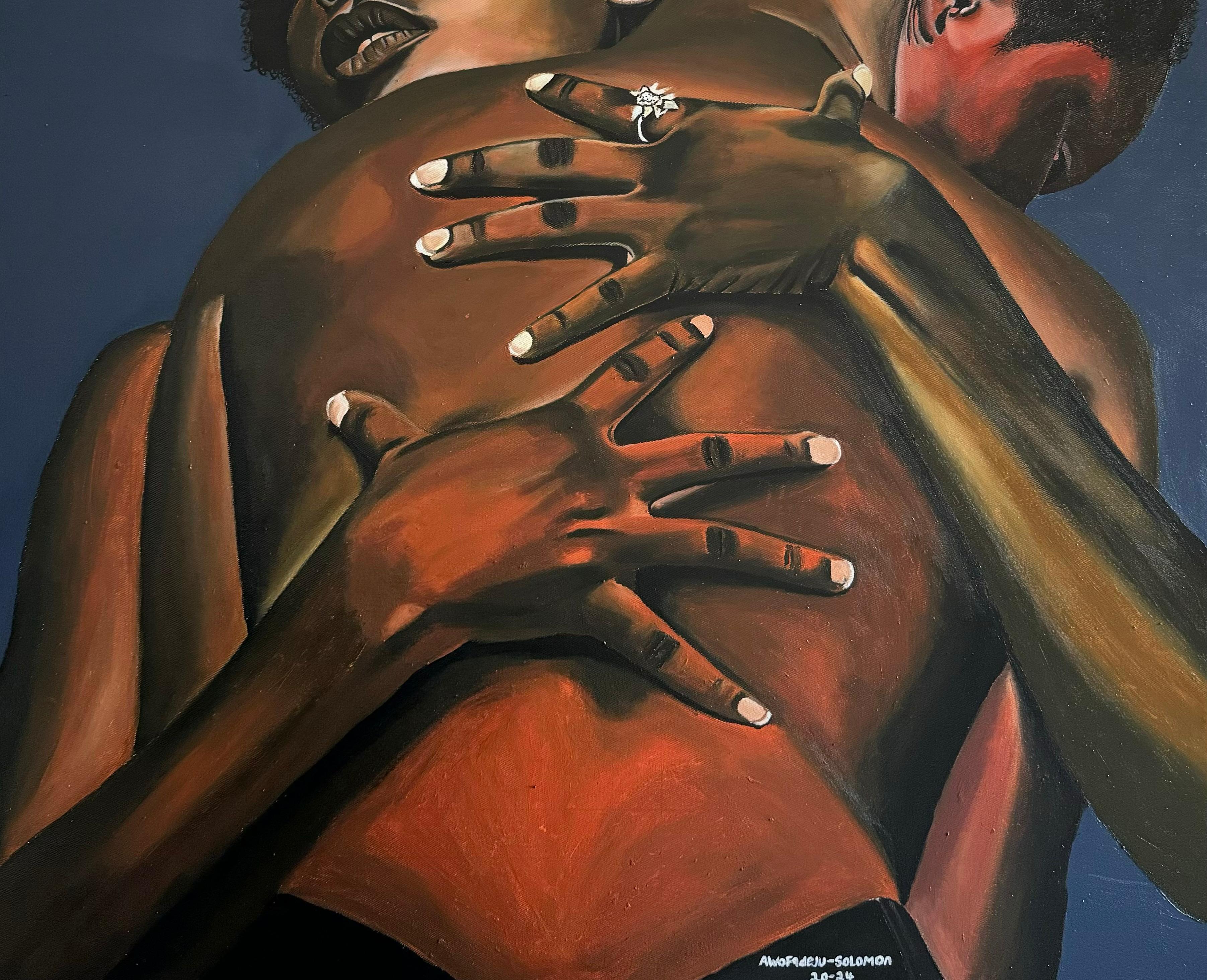 Tu insostituibile - 21° secolo, Contemporaneo, Ritratto figurativo, Donne, Amore - Painting Espressionista di Awofadeju Solomon