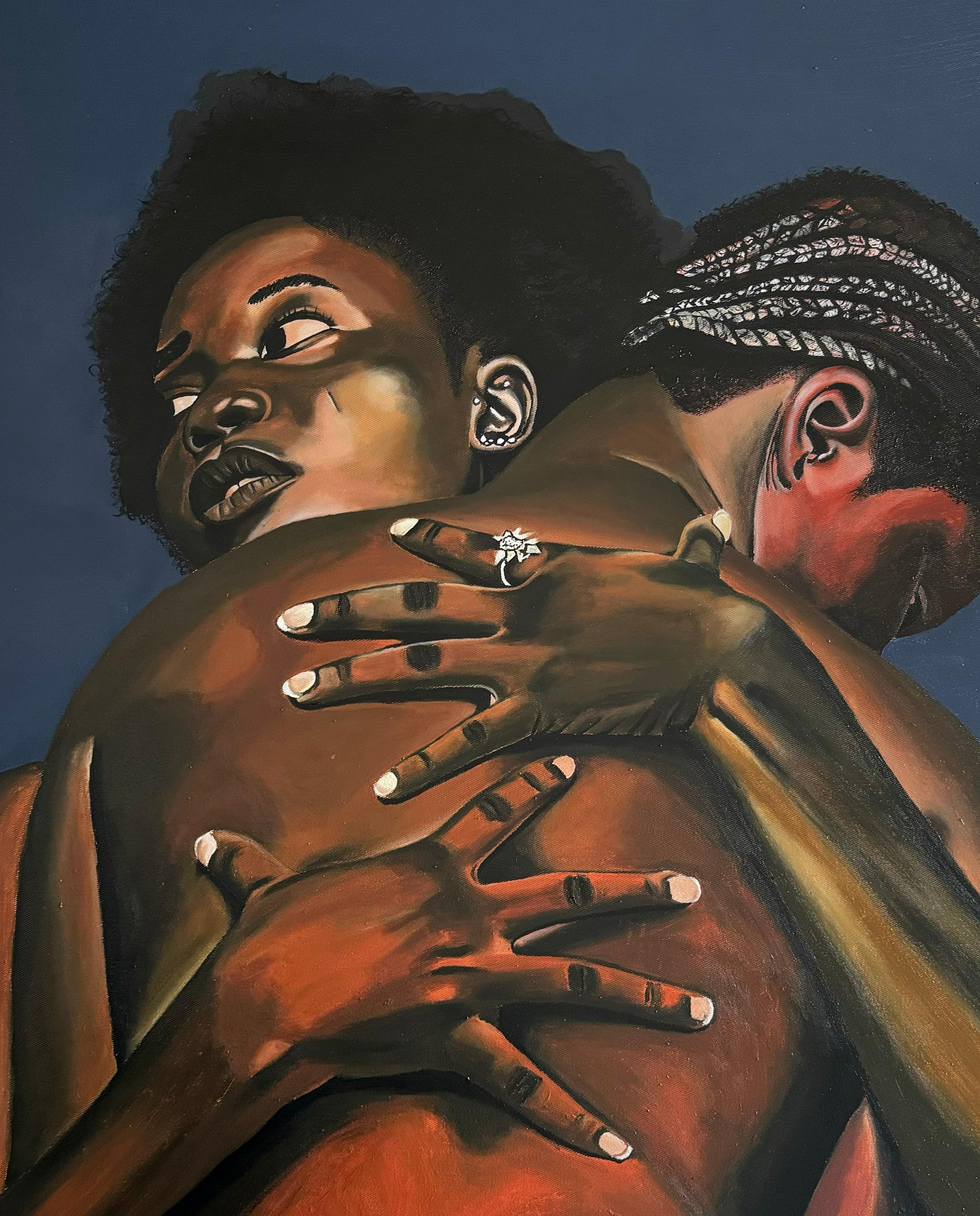 Tu insostituibile - 21° secolo, Contemporaneo, Ritratto figurativo, Donne, Amore - Figurative Painting Nero di Awofadeju Solomon