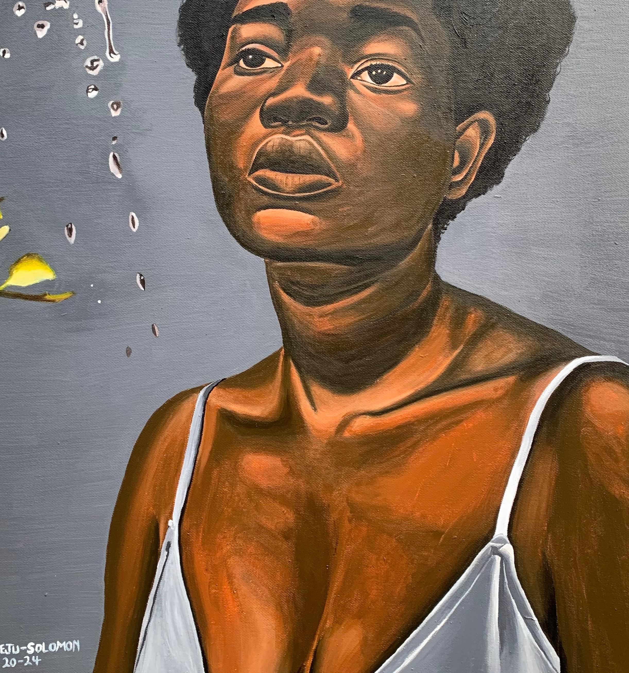 Ucciso in azione (Paramour Lover 2) -21° secolo, Contemporaneo, Ritratto, Donne - Portrait Painting Grigio di Awofadeju Solomon