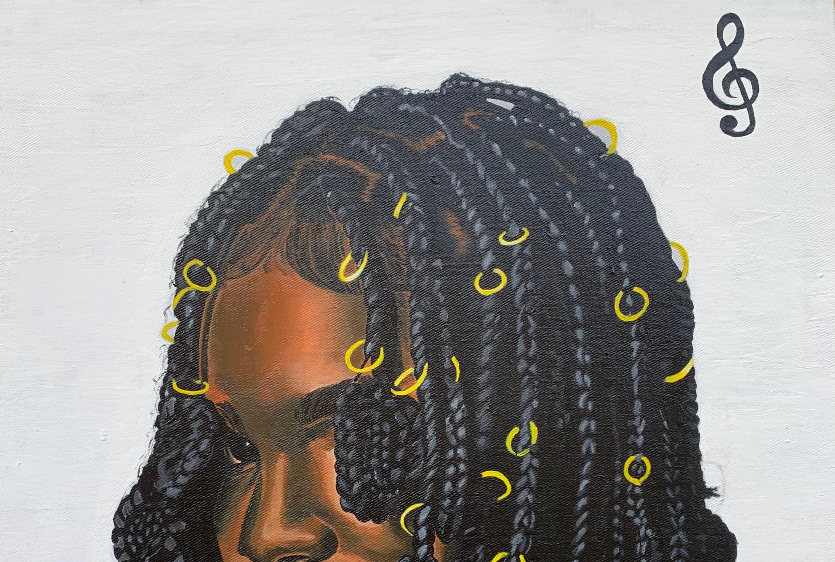 Never Back Down - Siglo XXI, Contemporáneo, Retrato Figurativo, Mujer, África - Painting de Awofadeju Solomon