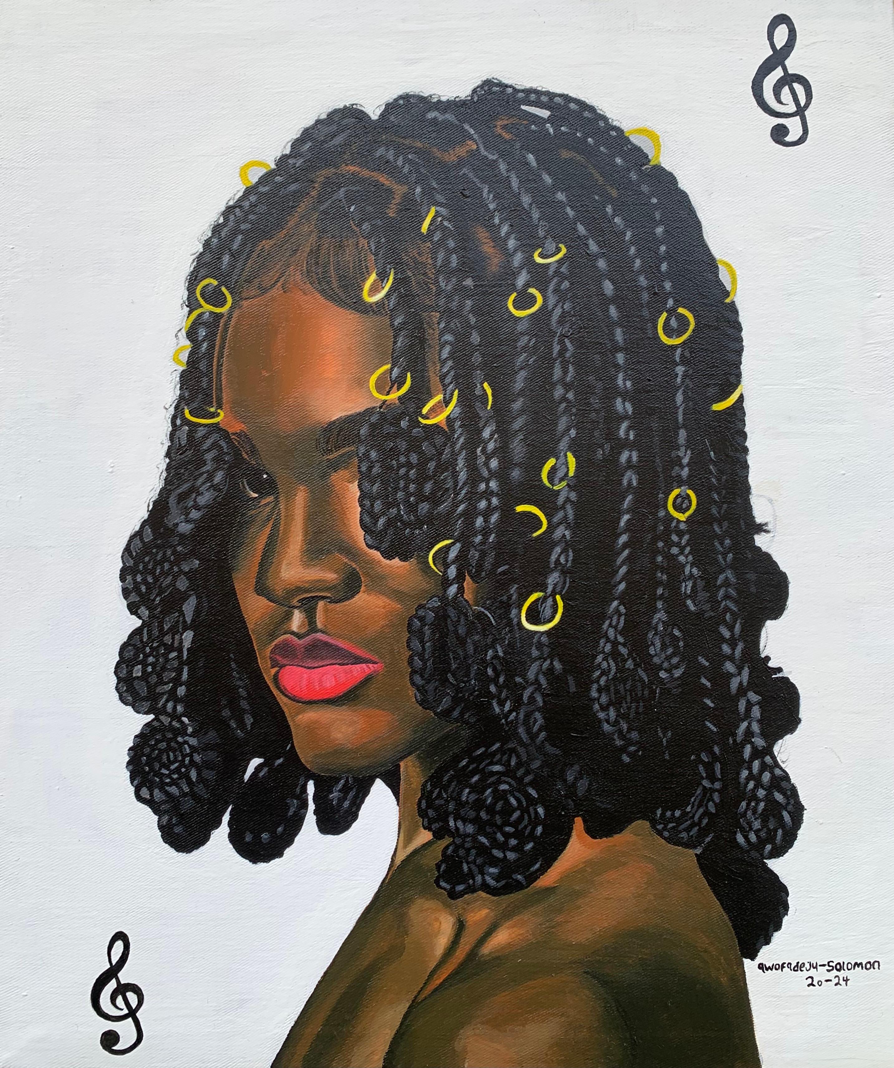 Figurative Painting de Awofadeju Solomon - Never Back Down - Siglo XXI, Contemporáneo, Retrato Figurativo, Mujer, África