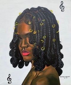 Never Back Down - Siglo XXI, Contemporáneo, Retrato Figurativo, Mujer, África