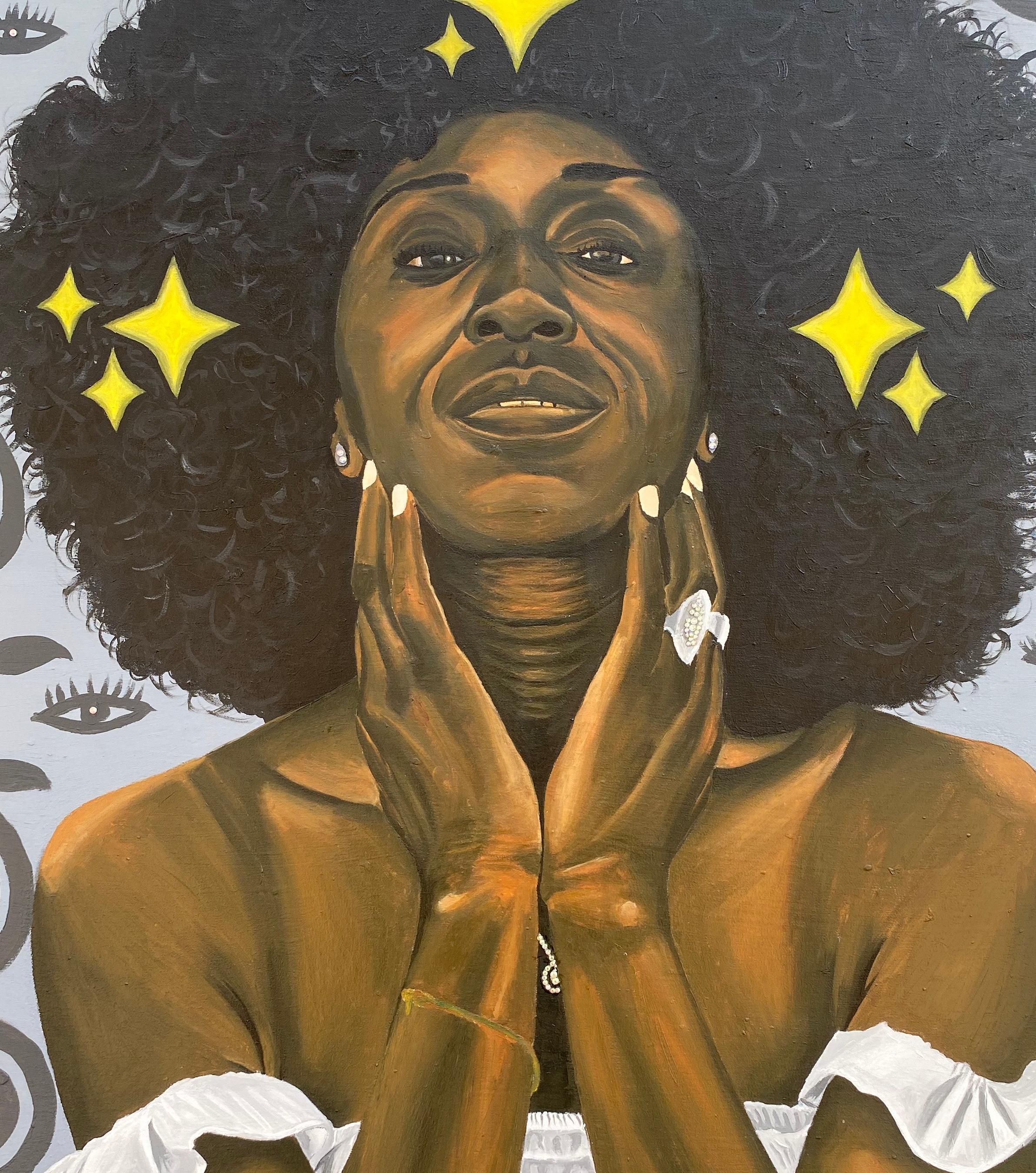 Madre caprichosa Alkebulan - Siglo XXI, Contemporáneo, Figurativo, Retrato - Figurative Painting Marrón de Awofadeju Solomon