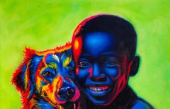 Companion 3 - 21st Century, Contemporary, Figurative Portrait, Animal, Boy, Dog
