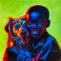 Companion 3 - 21st Century, Contemporary, Figurative Portrait, Animal, Boy, Dog