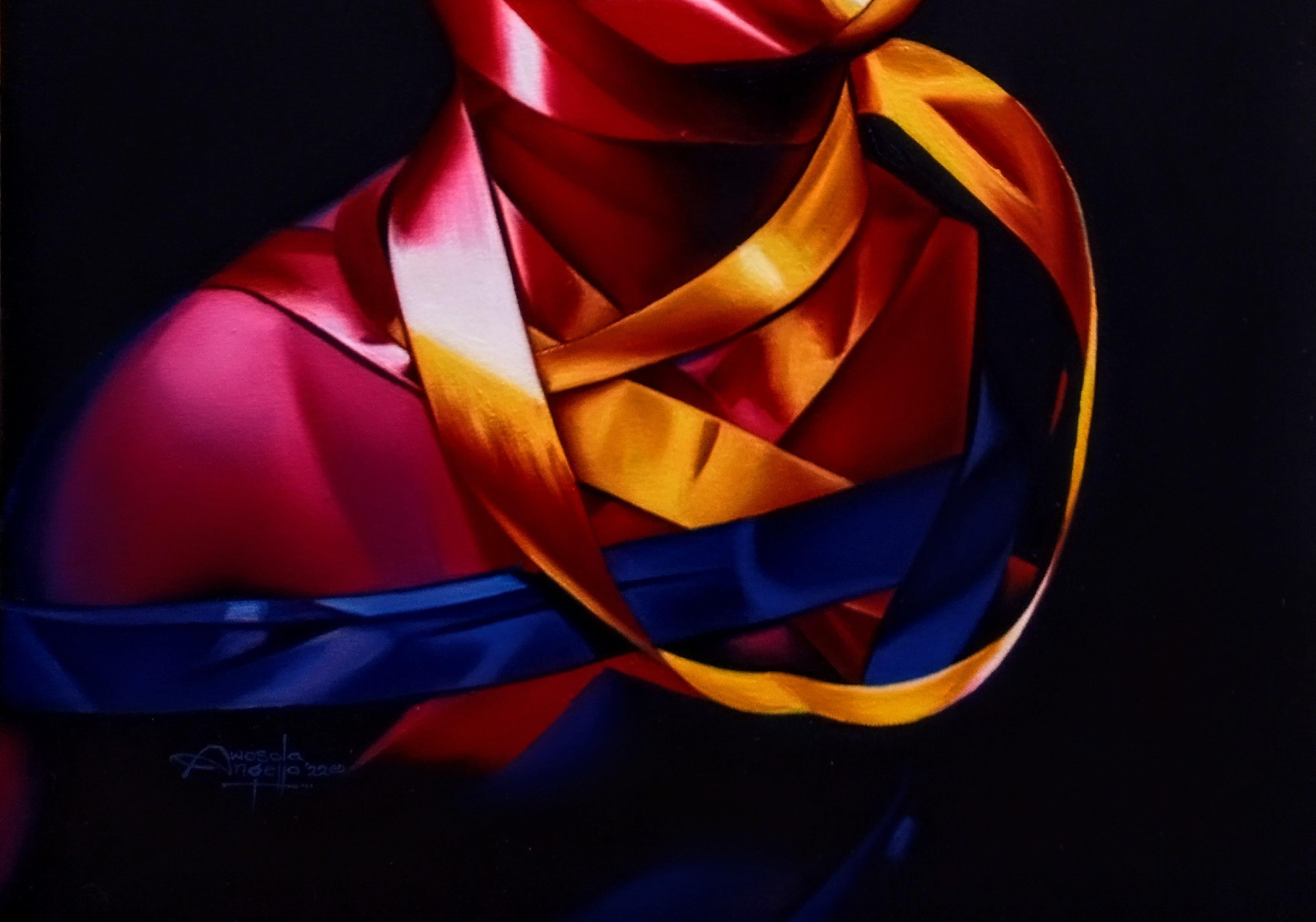 Endeared Without A Price 1 - 21. Jahrhundert, Zeitgenössisch, Figurativ, Lächeln, Öl (Schwarz), Figurative Painting, von Awosola Michael Angello