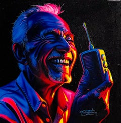 Goodnews 2 - Siglo XXI, Contemporáneo, Figurativo, Retrato, Teléfono, Felicidad