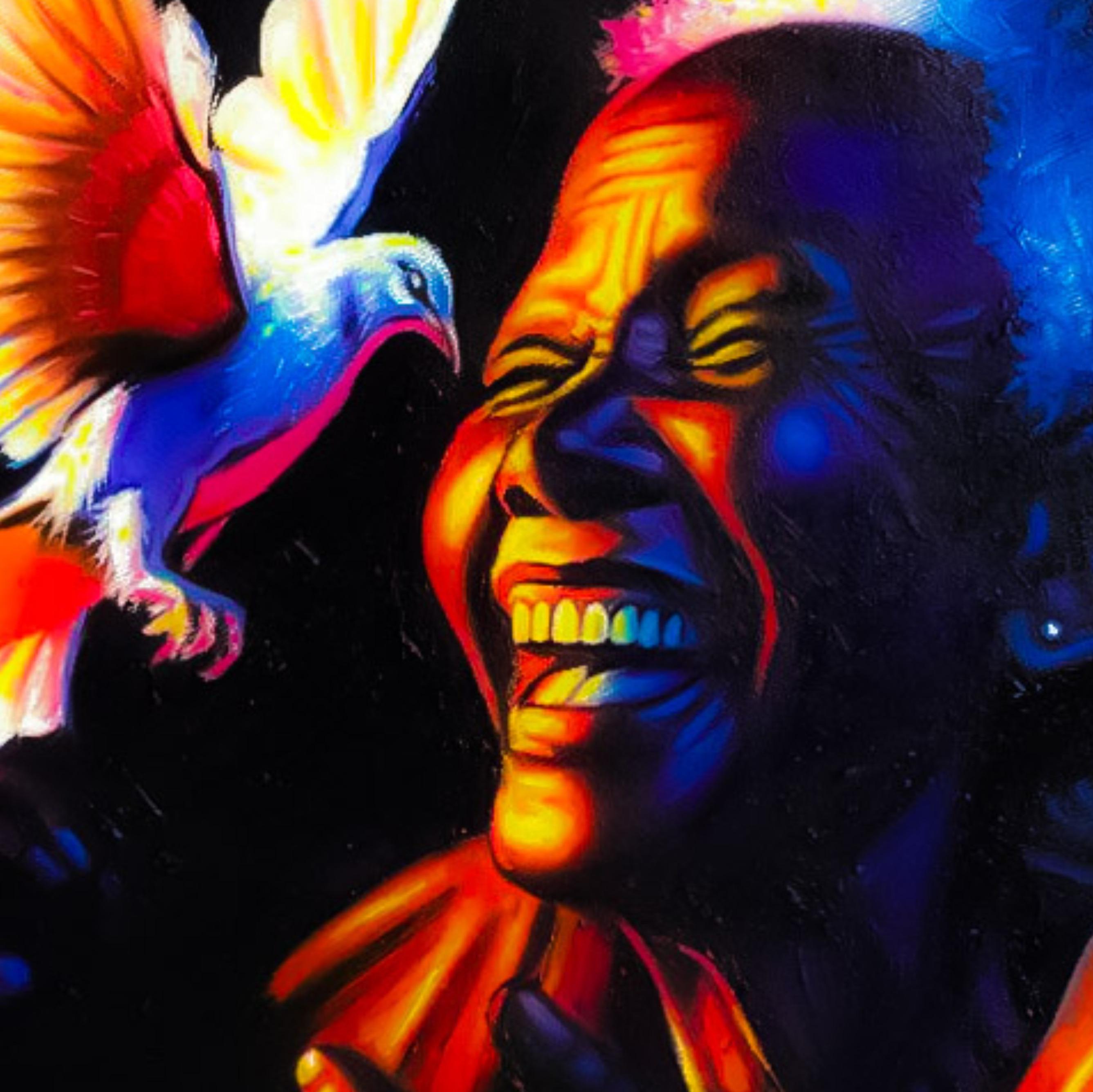 Goodnews 3 - 21e siècle, Contemporary, Figurative, Portrait, Bird, Happiness en vente 1