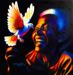 Goodnews 3 - Siglo XXI, Contemporáneo, Figurativo, Retrato, Pájaro, Felicidad
