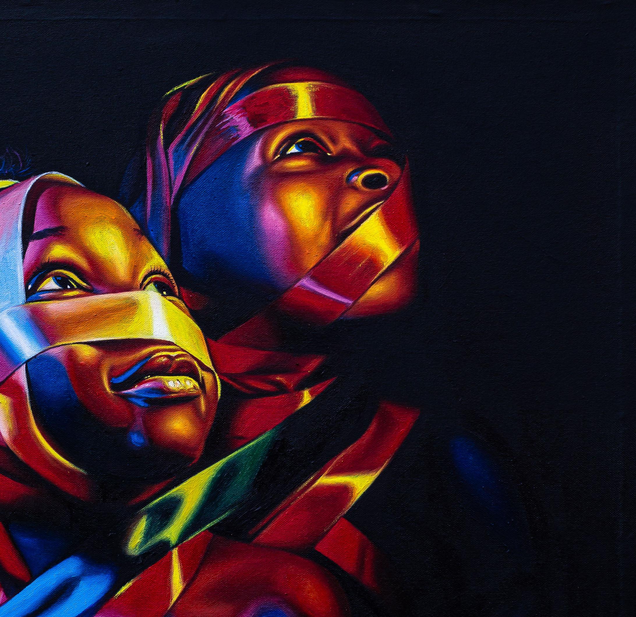 In No Distant Time - Contemporary Painting by Awosola Michael Angello