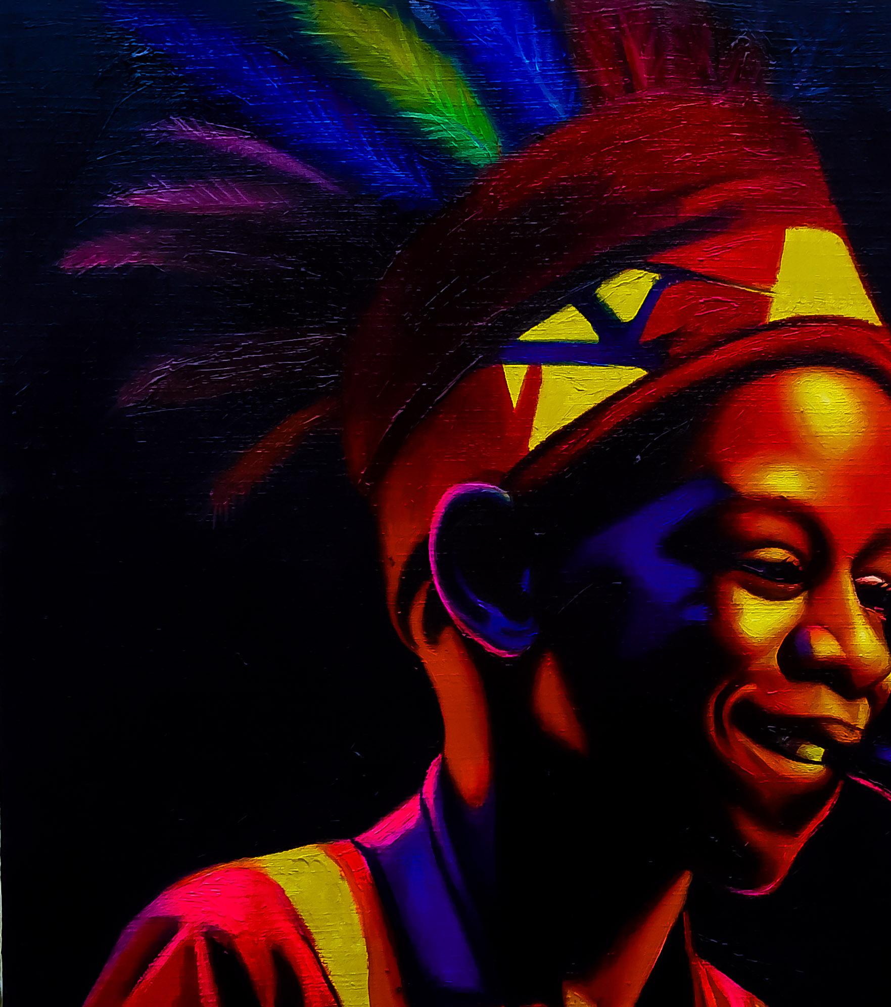 Joyful Serenade - 21. Jahrhundert, Zeitgenössisch, Figuratives Porträt, Öl, Musik – Painting von Awosola Michael Angello