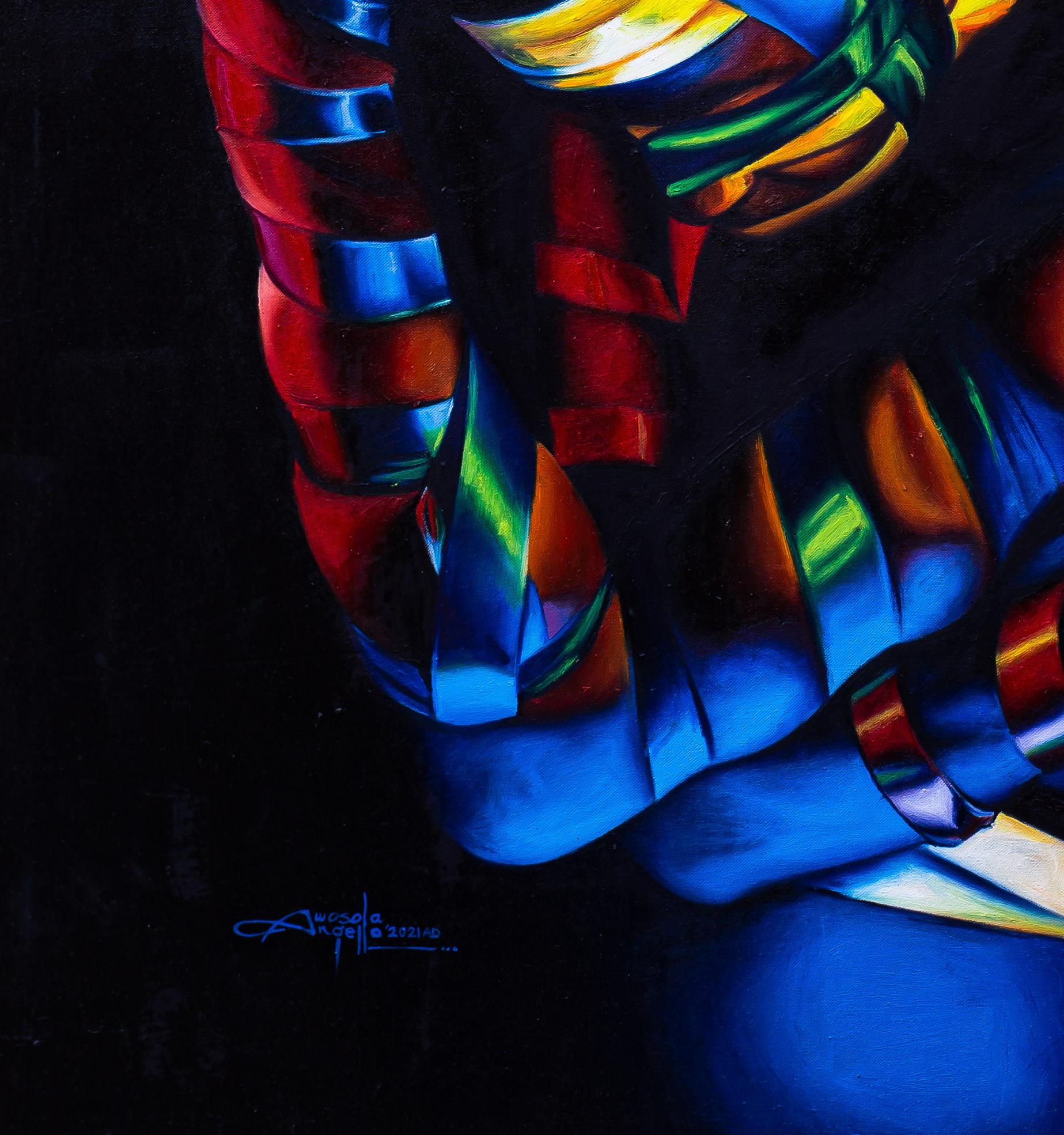Self Appraisal 1 - Black Portrait Painting by Awosola Michael Angello