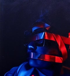 Shaded 2 - 21. Jahrhundert, Zeitgenössisch, Figuratives Porträt, Licht, Angekettet, Öl