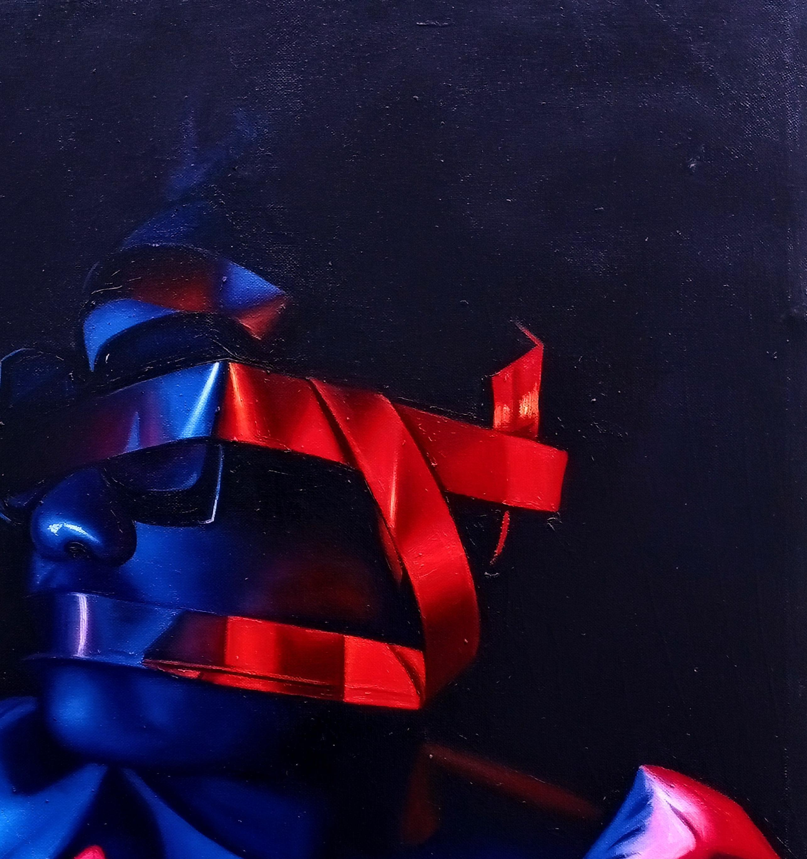 Shaded 2 - 21. Jahrhundert, Zeitgenössisch, Figuratives Porträt, Licht, Angekettet, Öl (Schwarz), Portrait Painting, von Awosola Michael Angello