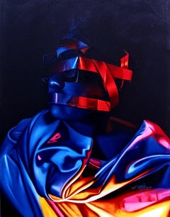 Sombreado 2 - Siglo XXI, Contemporáneo, Retrato Figurativo, Luz, Encadenado, Óleo