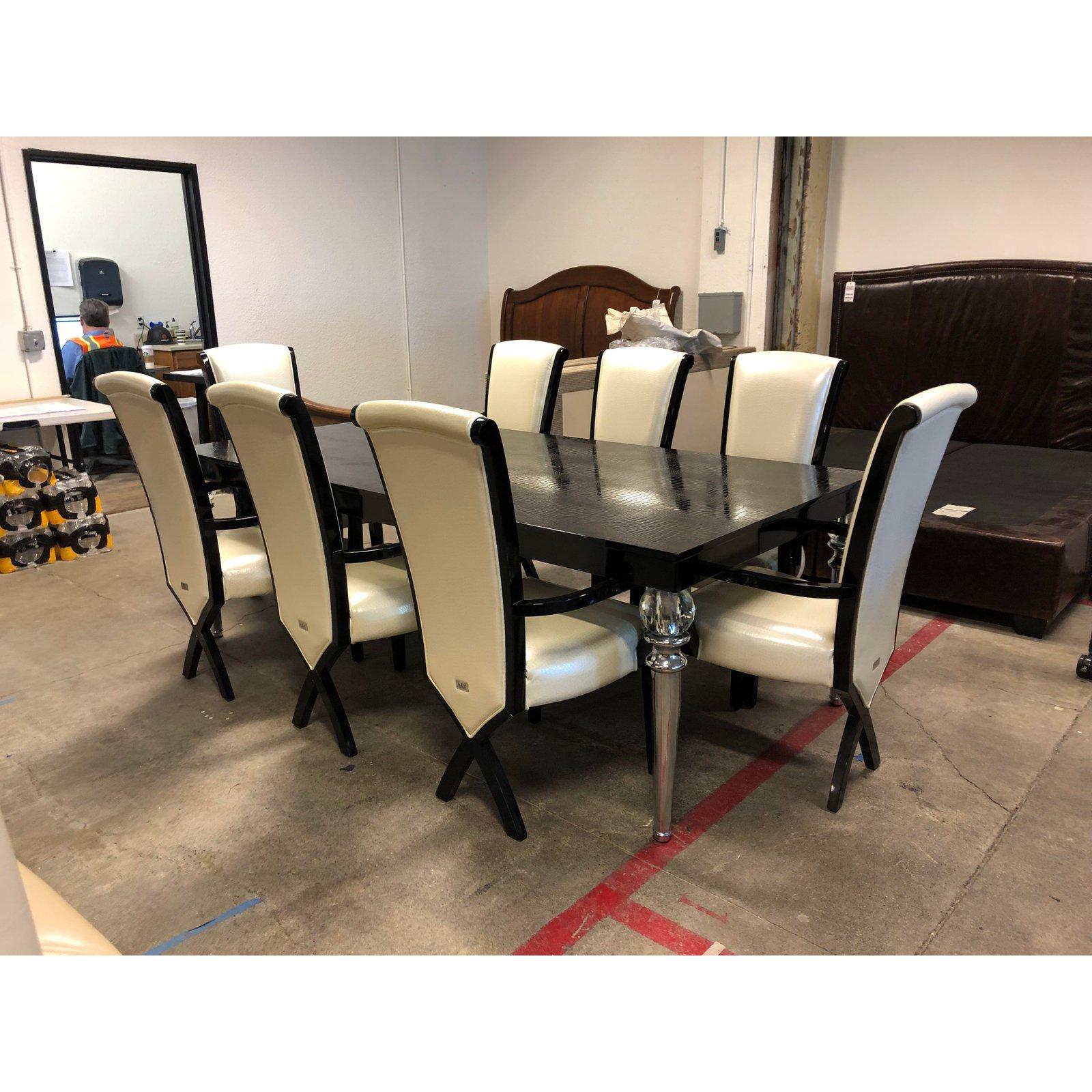 A&X Baccarat Transitional Black Crocodile Dining Table In Good Condition In San Francisco, CA