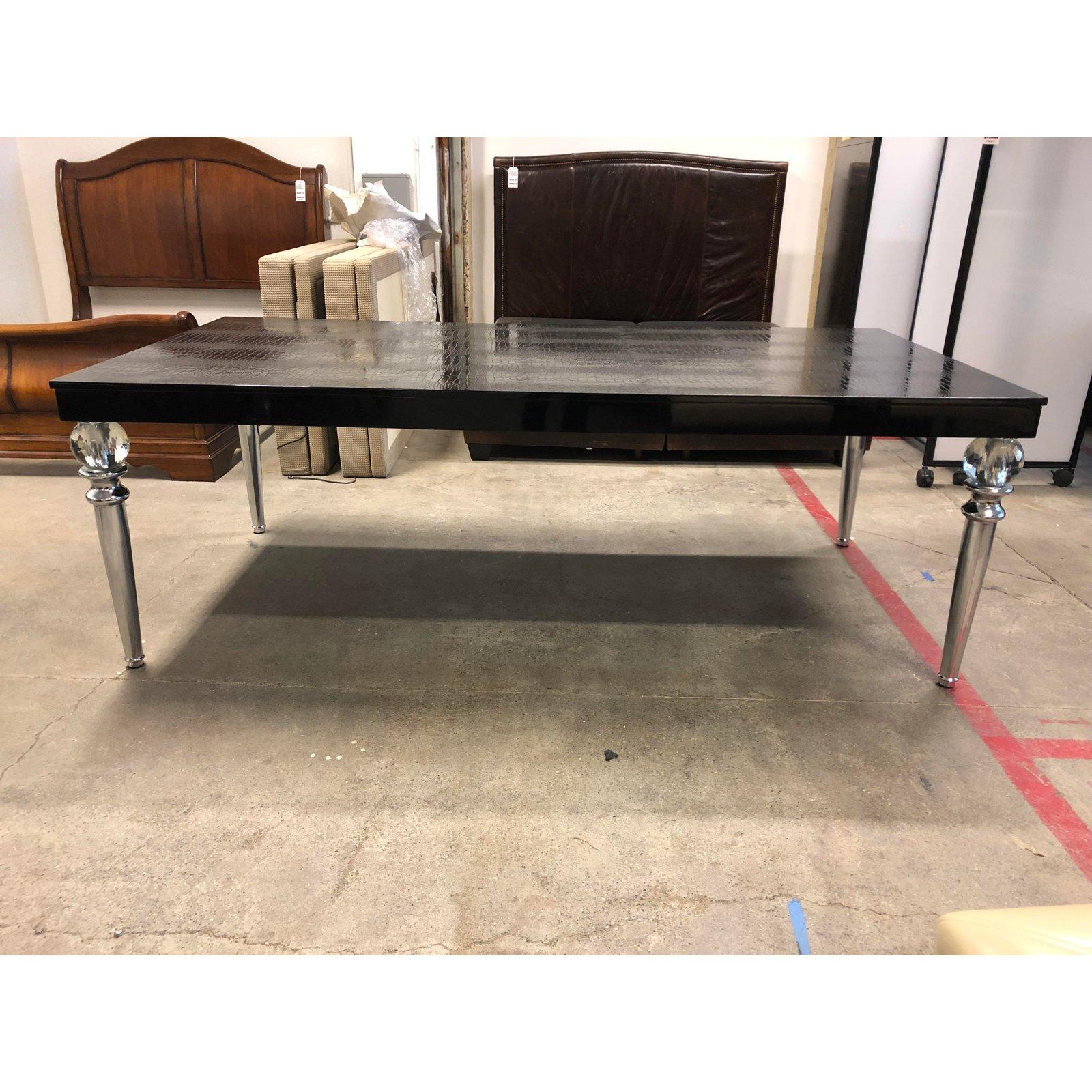 A&X Baccarat Transitional Black Crocodile Dining Table 1