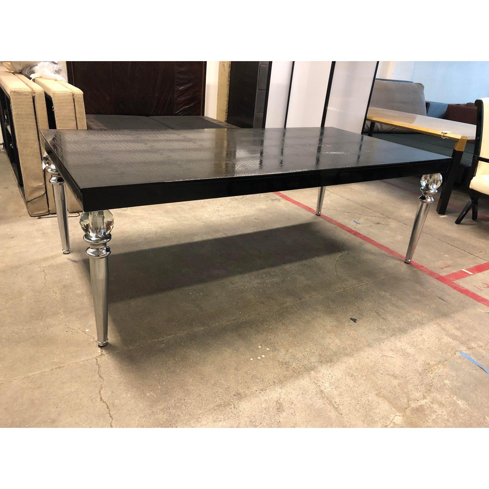 A&X Baccarat Transitional Black Crocodile Dining Table 2