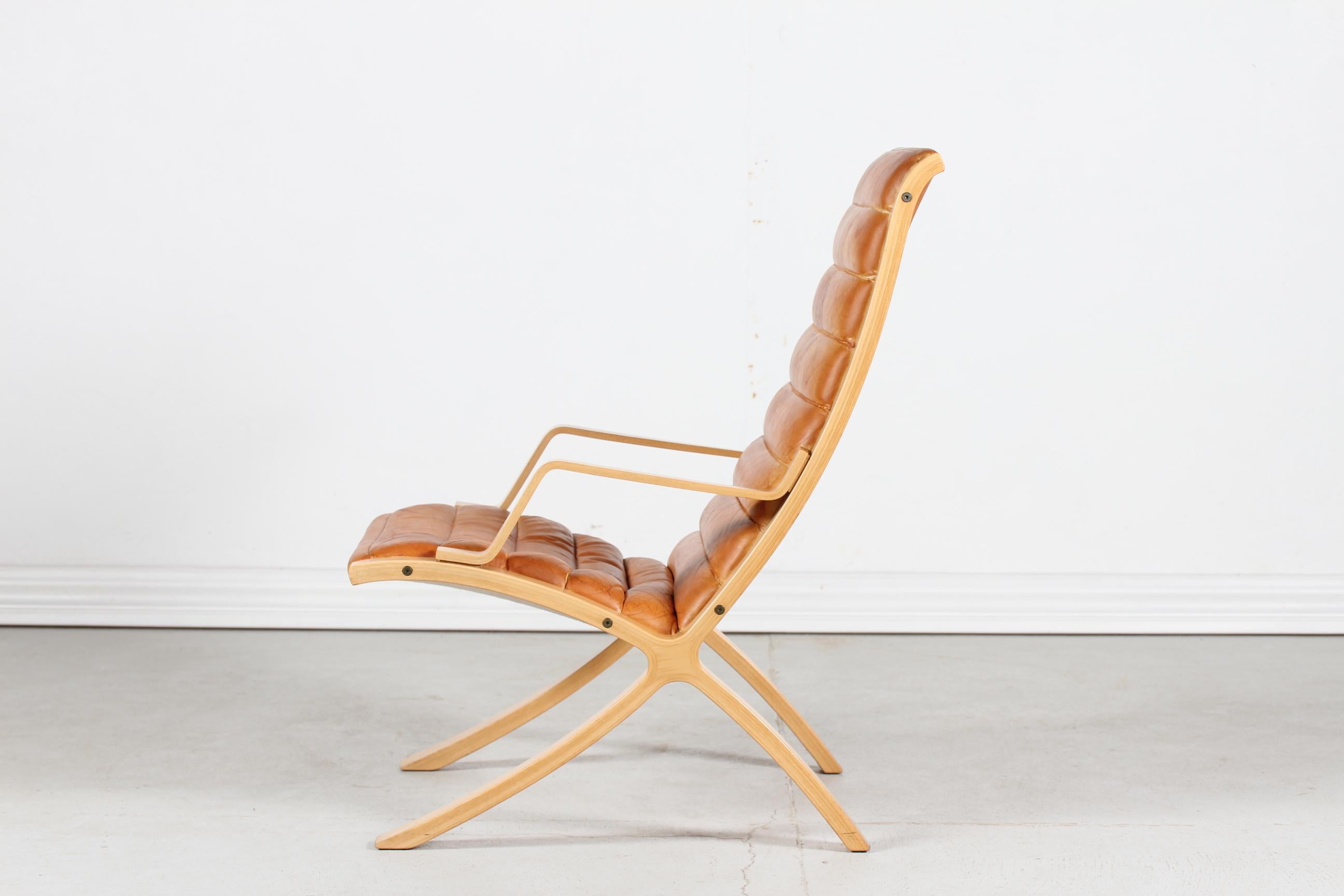 AX-Chair by Mølgaard & Hvidt Cognac Colour Leather+Beech by Fritz Hansen 1978 In Good Condition In Aarhus C, DK