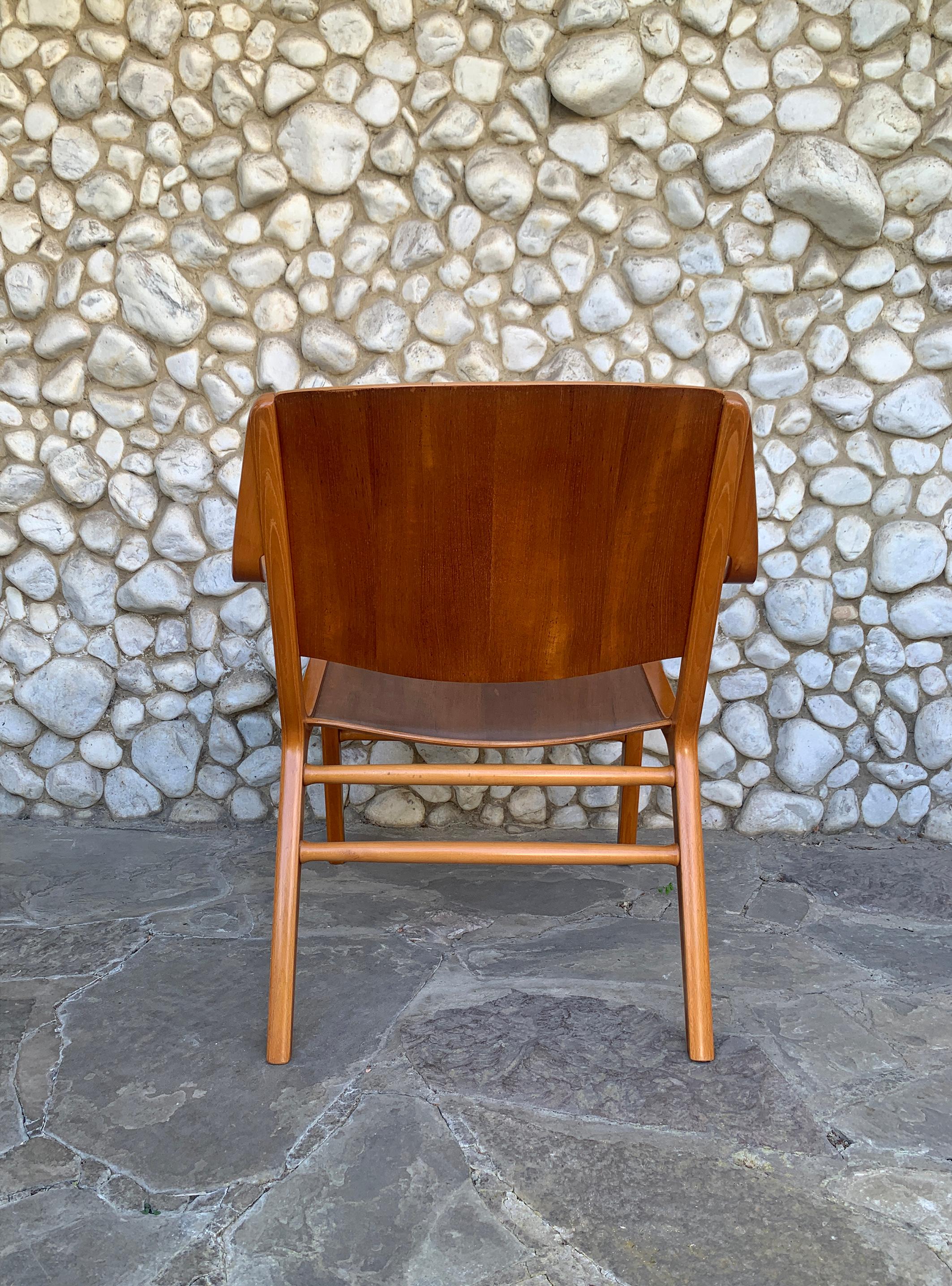 Silla de salón AX, Peter Hvidt y Orla Mølgaard-Nielsen para Fritz Hansen, años 60 Chapado en venta