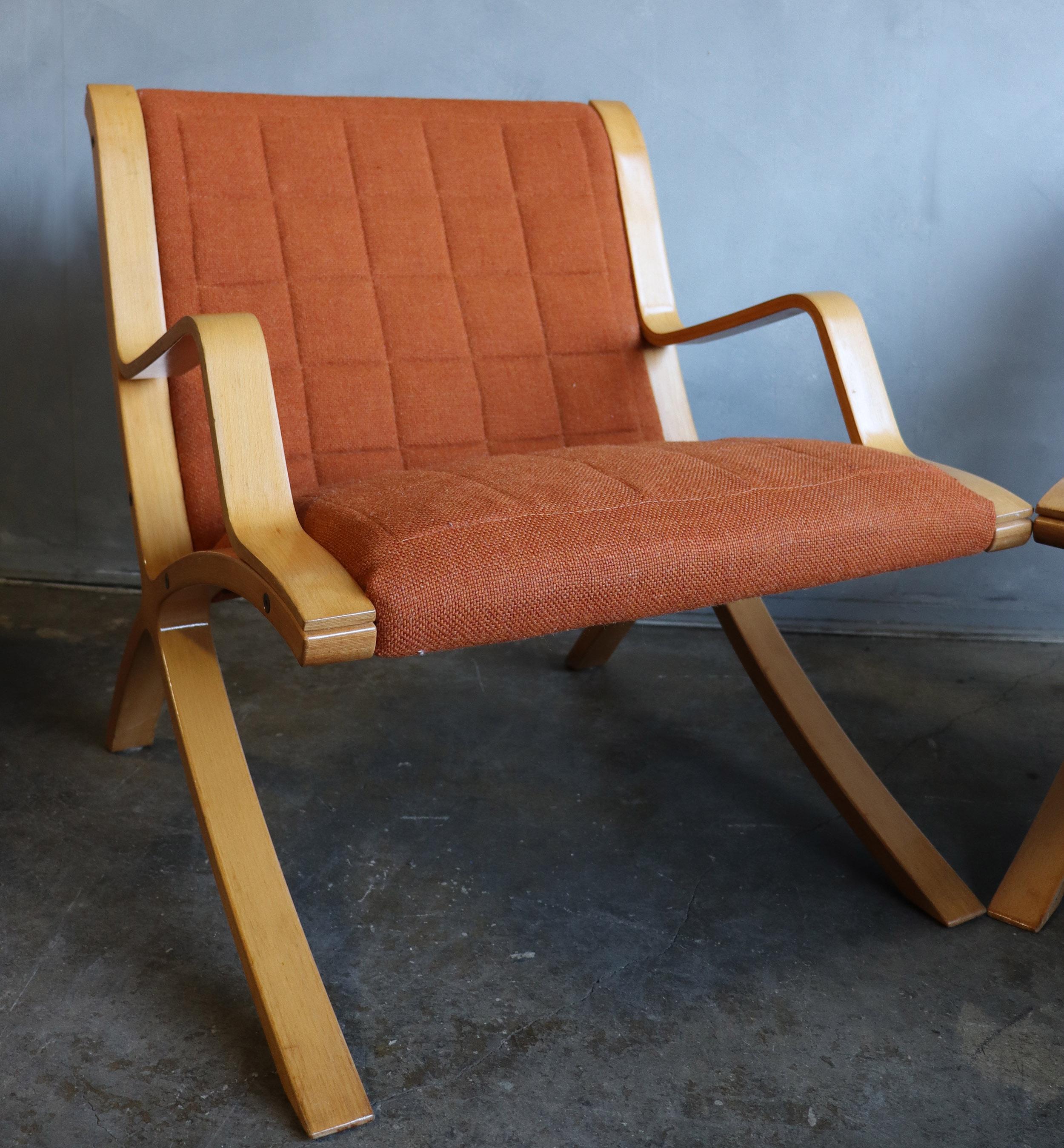 Wool AX Lounge Chairs by Peter Hvidt & Orla Mølgaard Nielsen for Fritz Hansen