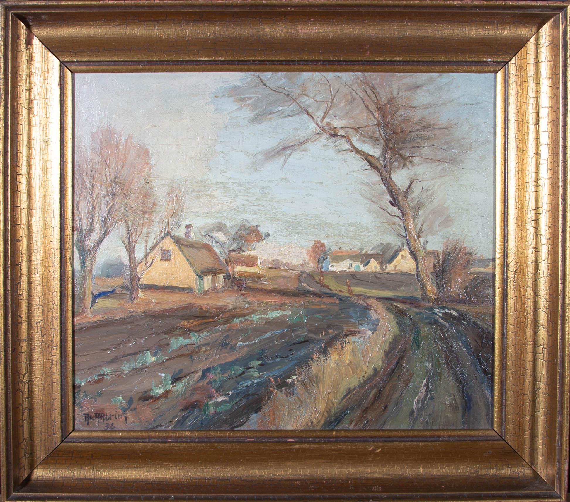 Axel Aabrink - Axel Aabrink (1887-1965) - 1936 Oil, Farm Scene For Sale at  1stDibs