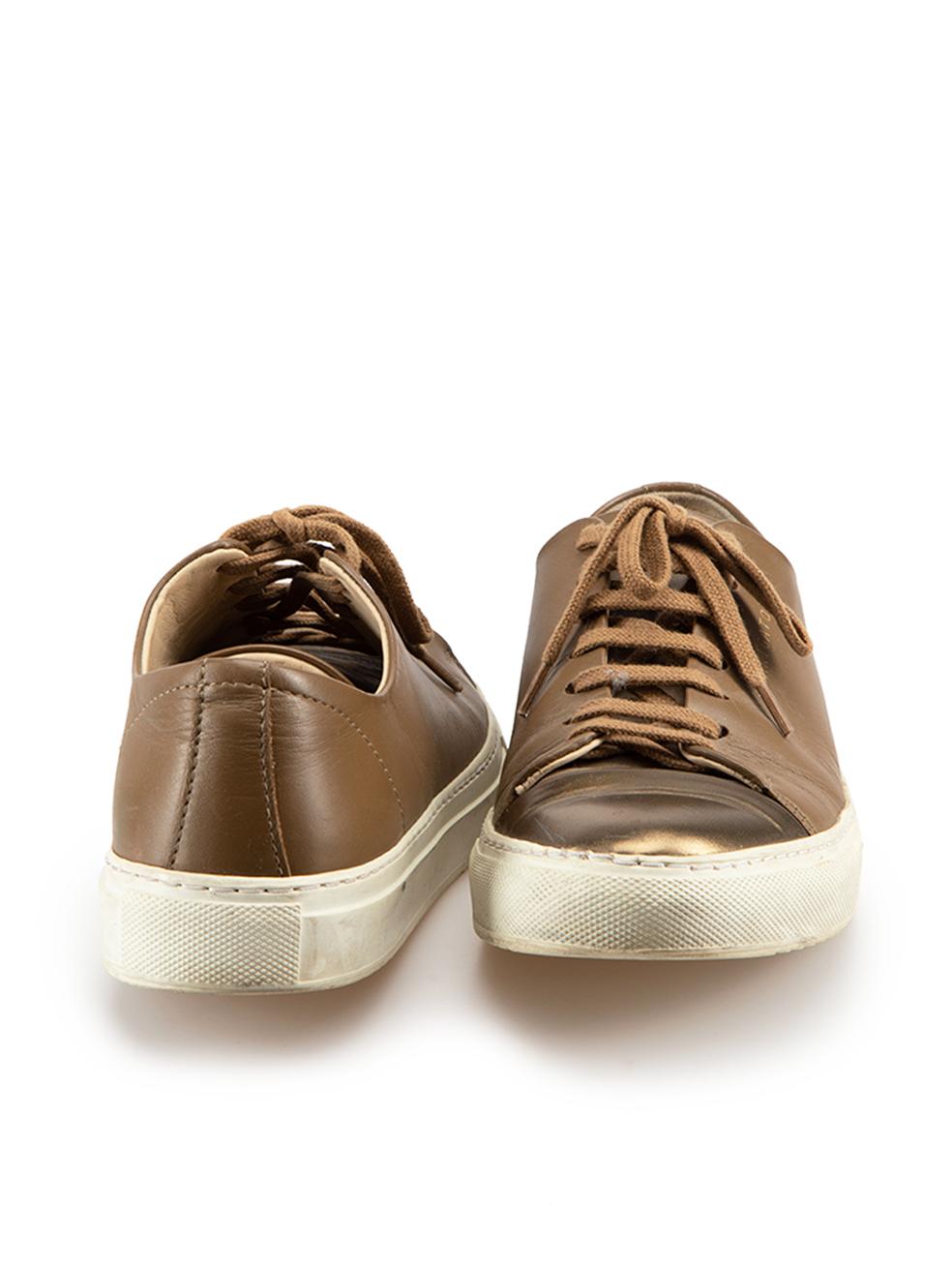 Axel Arigato Brown Leather Low Top Trainers Size IT 36 In Good Condition For Sale In London, GB