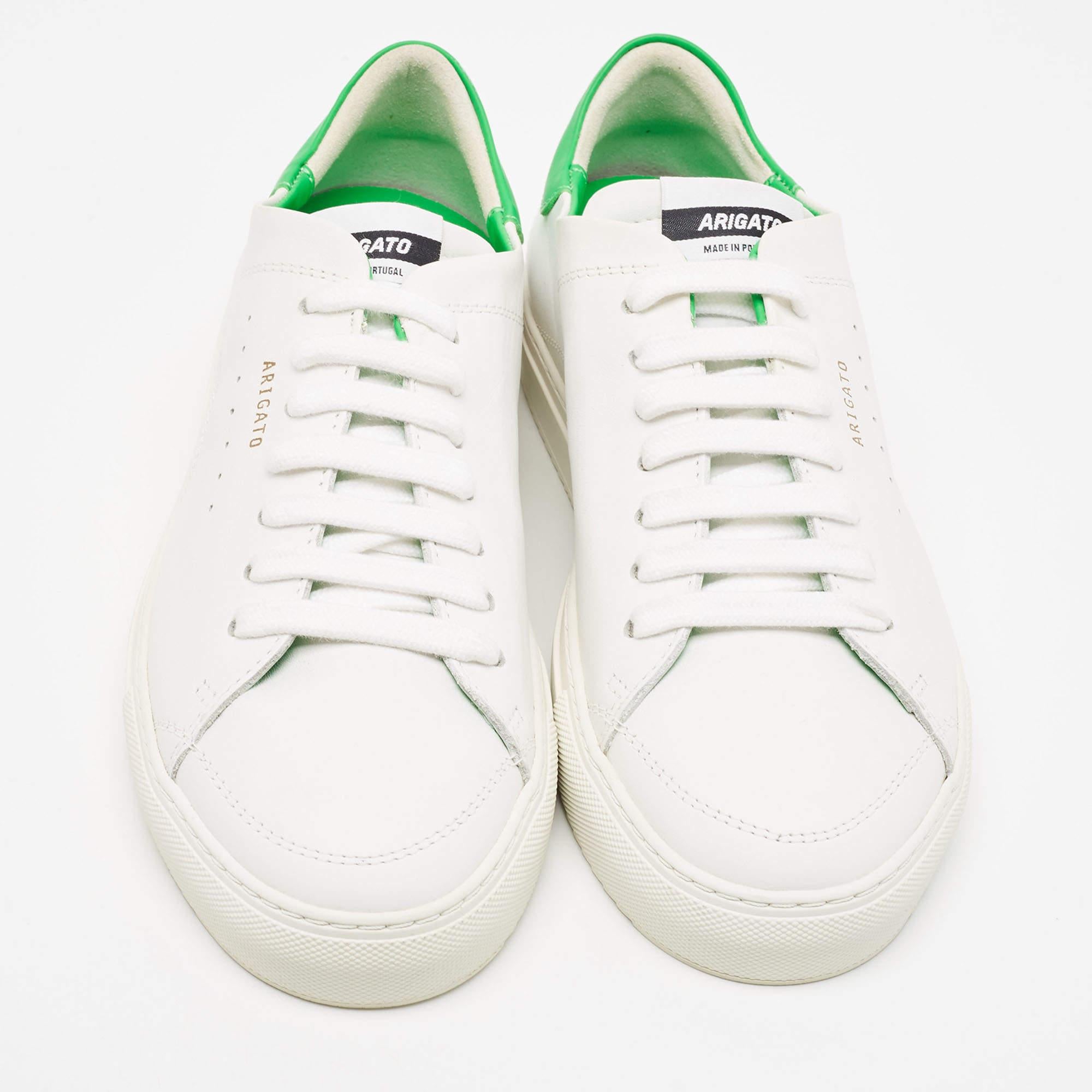 Women's Axel Arigato White/Green Leather Clean Sneakers Size 40 For Sale