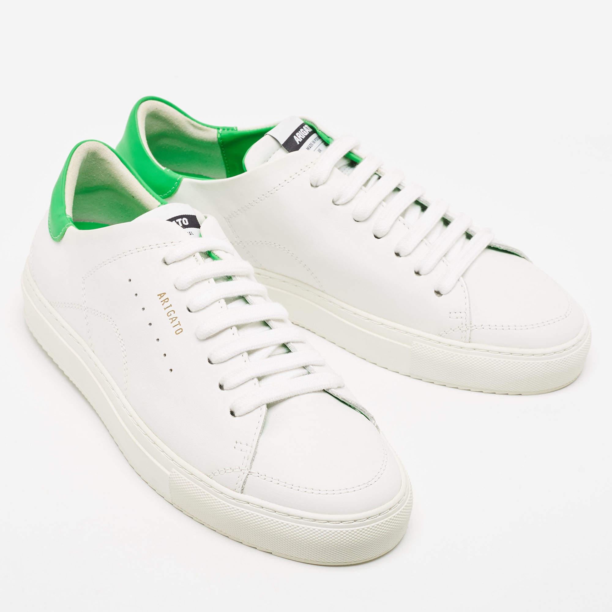 Axel Arigato White/Green Leather Clean Sneakers Size 40 For Sale 1