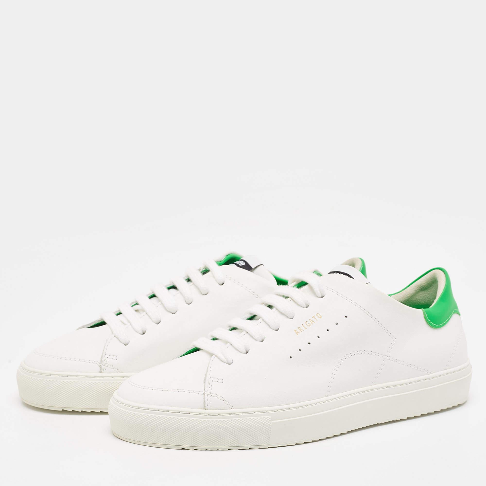 Axel Arigato White/Green Leather Clean Sneakers Size 40 For Sale 2