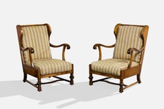 Axel Bäck, «Attribution», sillones de salón, abedul, tela, Suecia, década de 1920