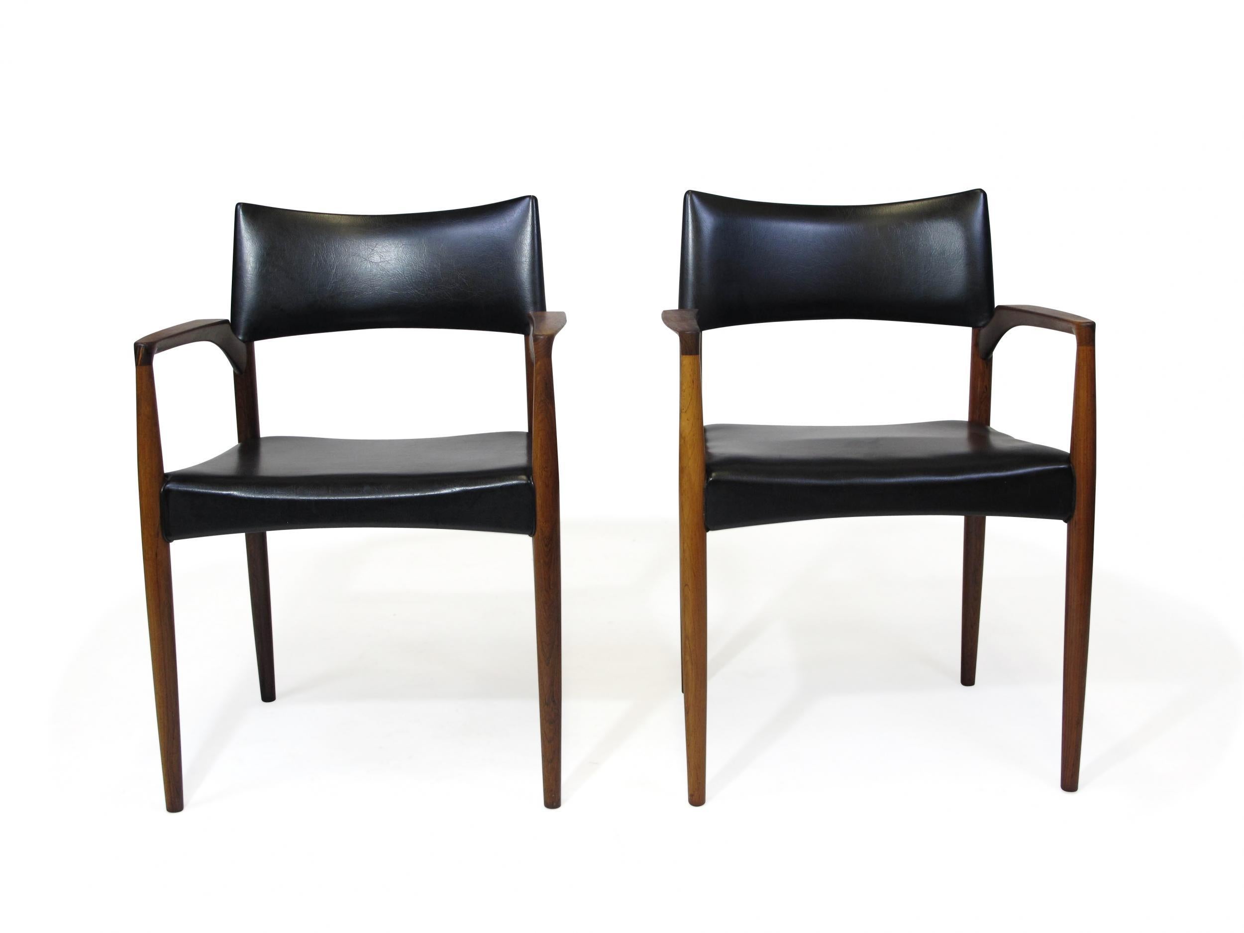 Scandinavian Modern Axel Bender Madsen Rosewood Dining Arm Chairs