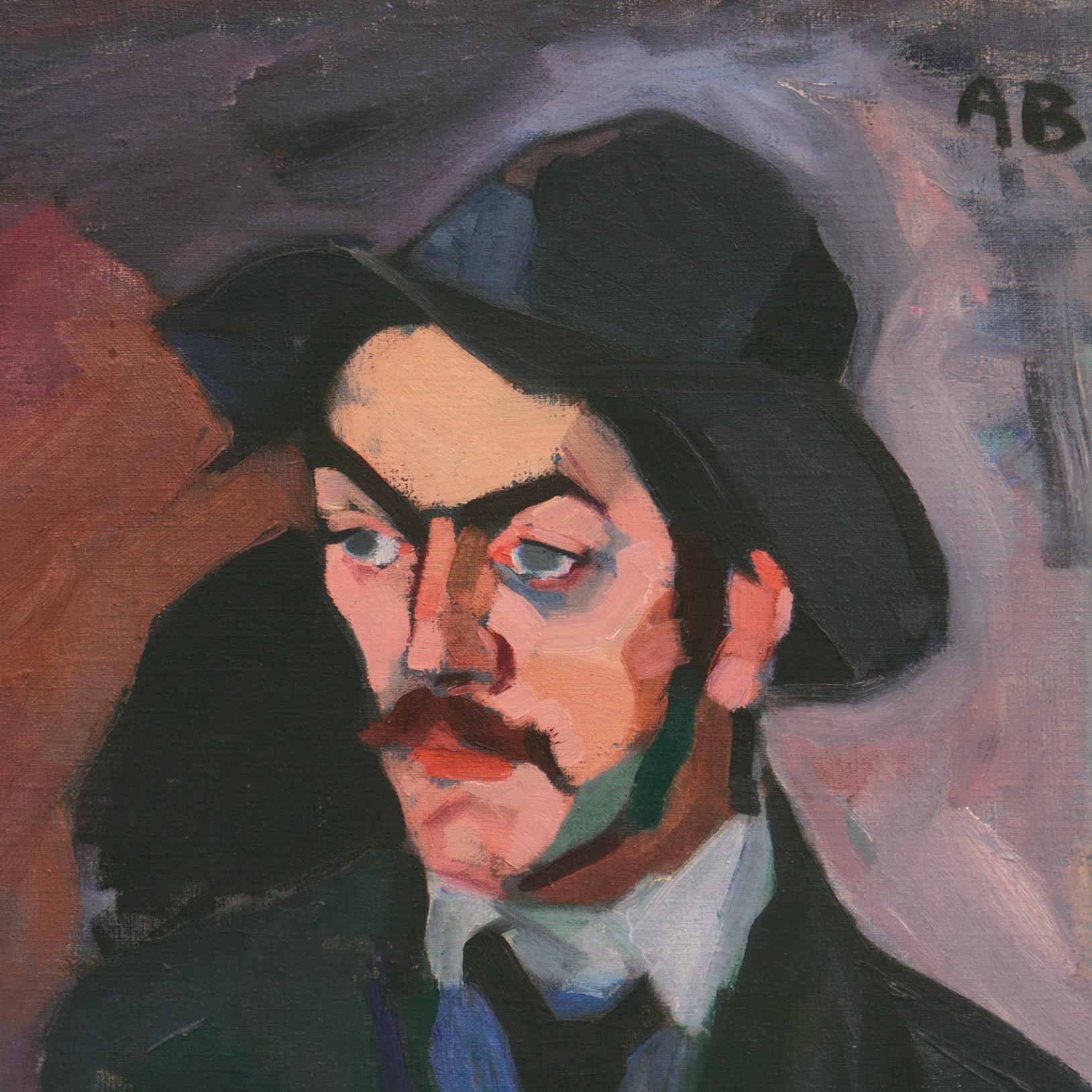 'Study of a Man', Paris, Flâneur, Boulevardier, Danish Post-Impressionist Oil - Black Figurative Painting by Axel Bentzen