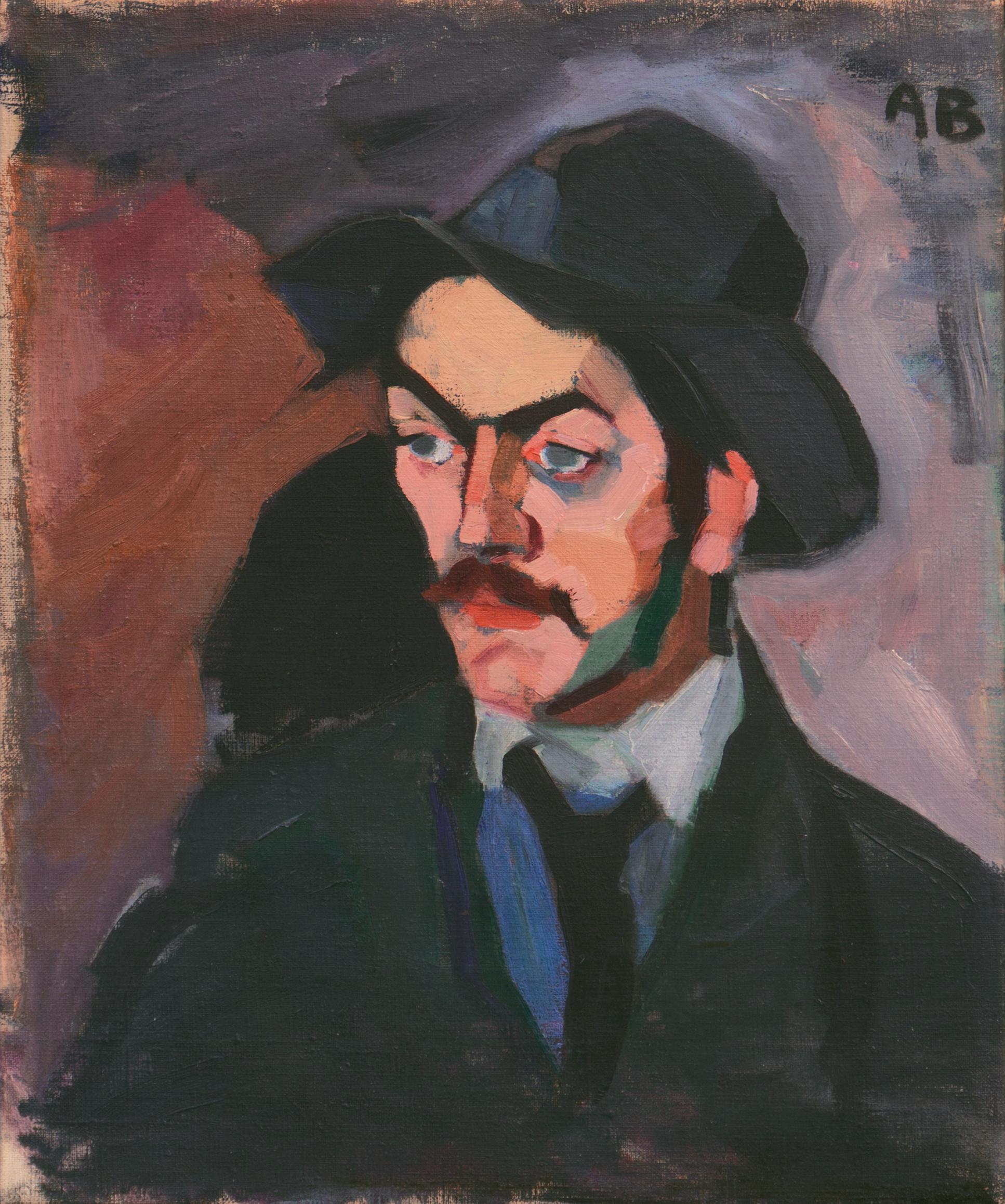 Axel Bentzen Portrait Painting - 'Study of a Man', Paris, Flâneur, Boulevardier, Danish Post-Impressionist Oil