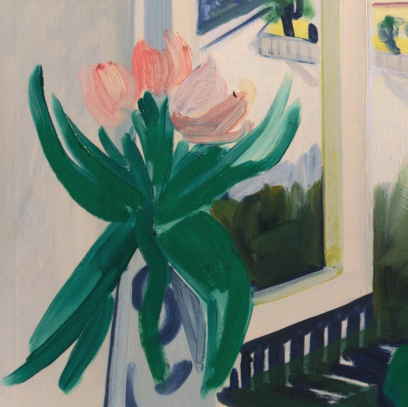 'Bodegón de verano con tulipanes', Óleo postimpresionista danés, París, Benezit - Painting Posimpresionista de Axel Bentzen
