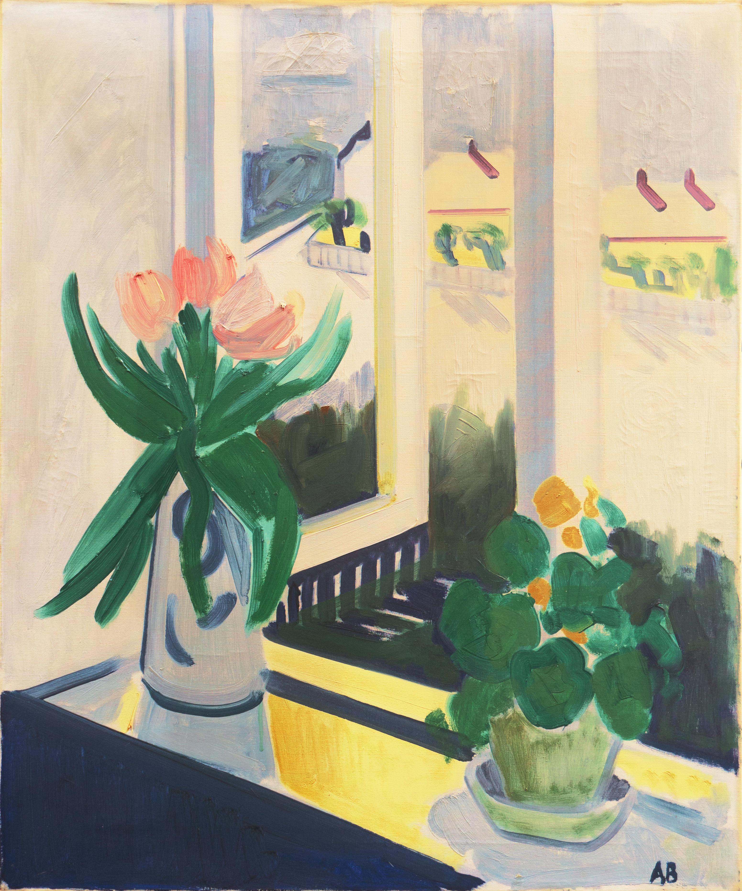 Axel Bentzen Still-Life Painting – „Sommerstillleben mit Tulpen“, dänisches postimpressionistisches Ölgemälde, Paris, Benezit