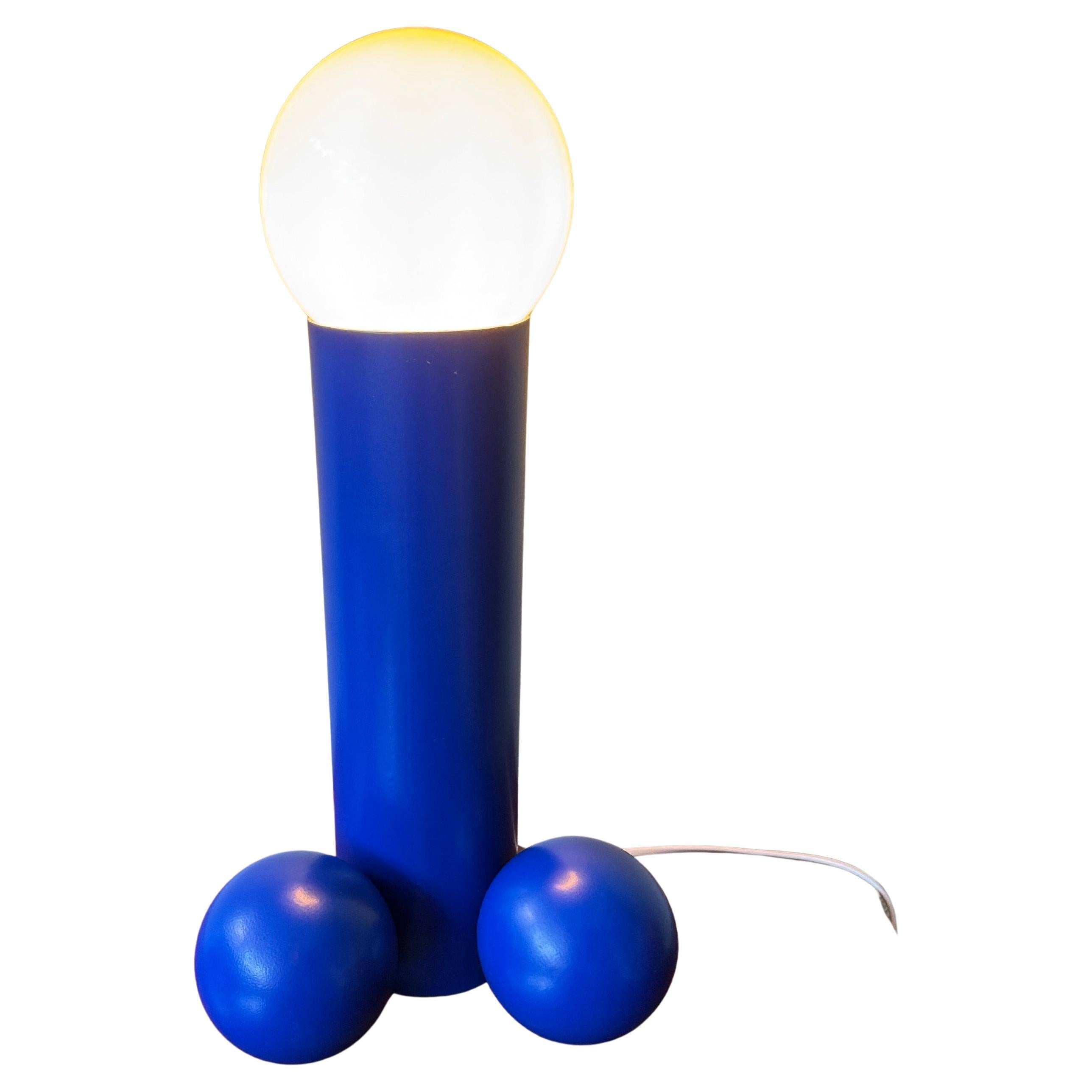Axel Chay Phallus Table Lamp Blue Lacquered Steel Glass Postmodern