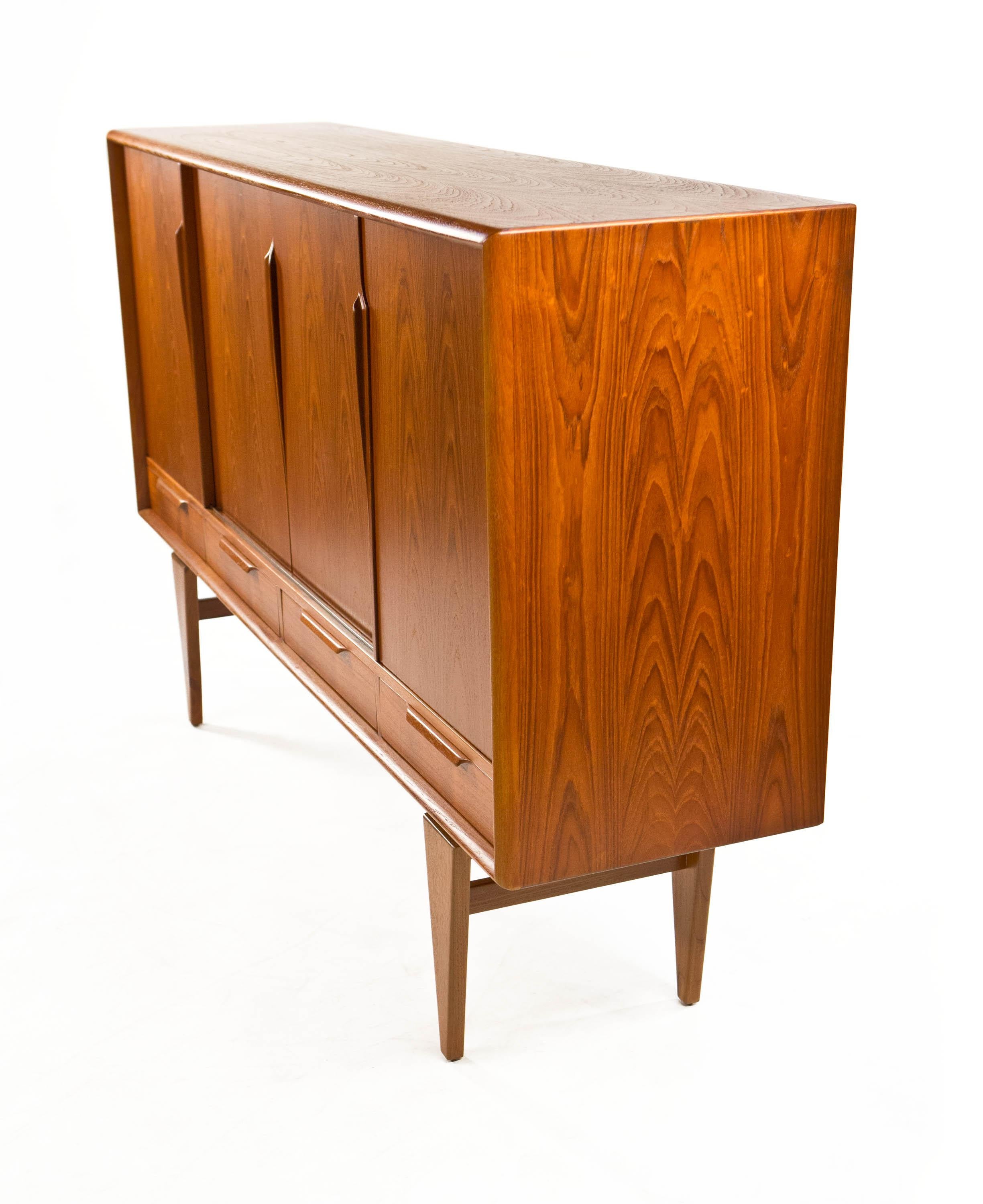 Axel Christensen Odder Vintage Danish Teak Highboard by ACO Mobler Denmark 1960s For Sale 9